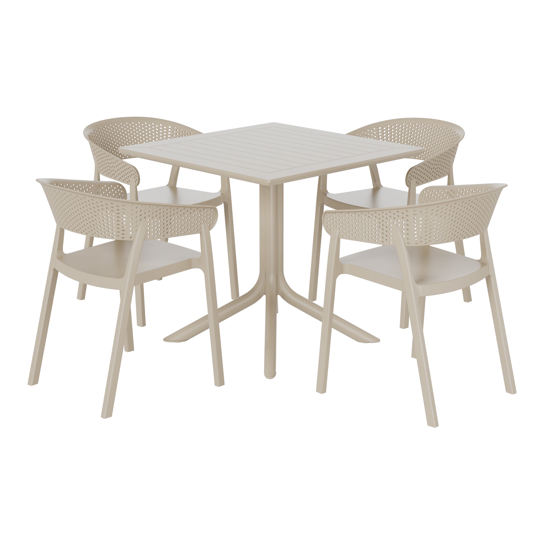Sunshine 5-Piece Outdoor Resin Square Patio Dining Table Set with Stackable Patio Dining Chairs