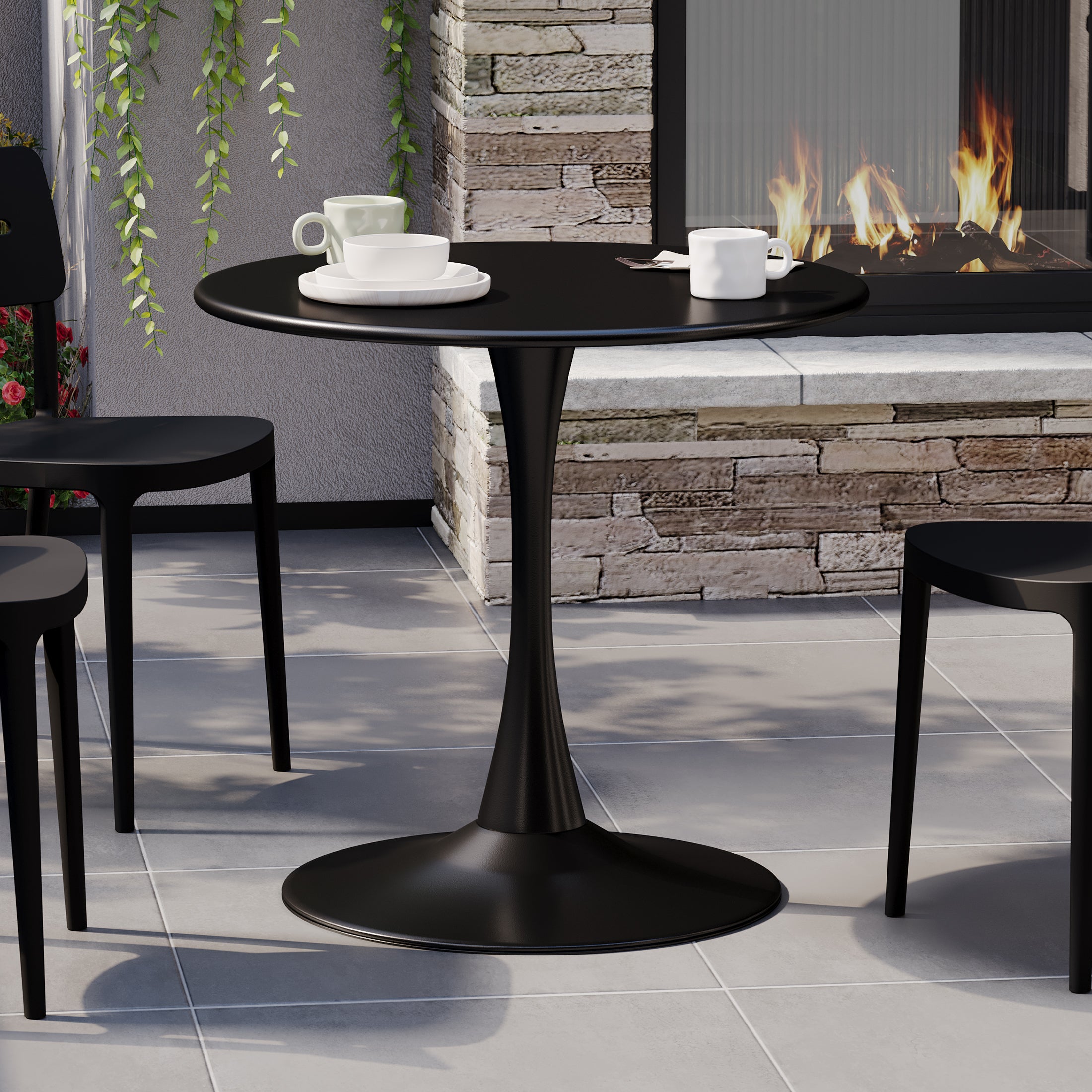 Sunshine 31.5" Round Outdoor Indoor Metal Cocktail Dining Table
