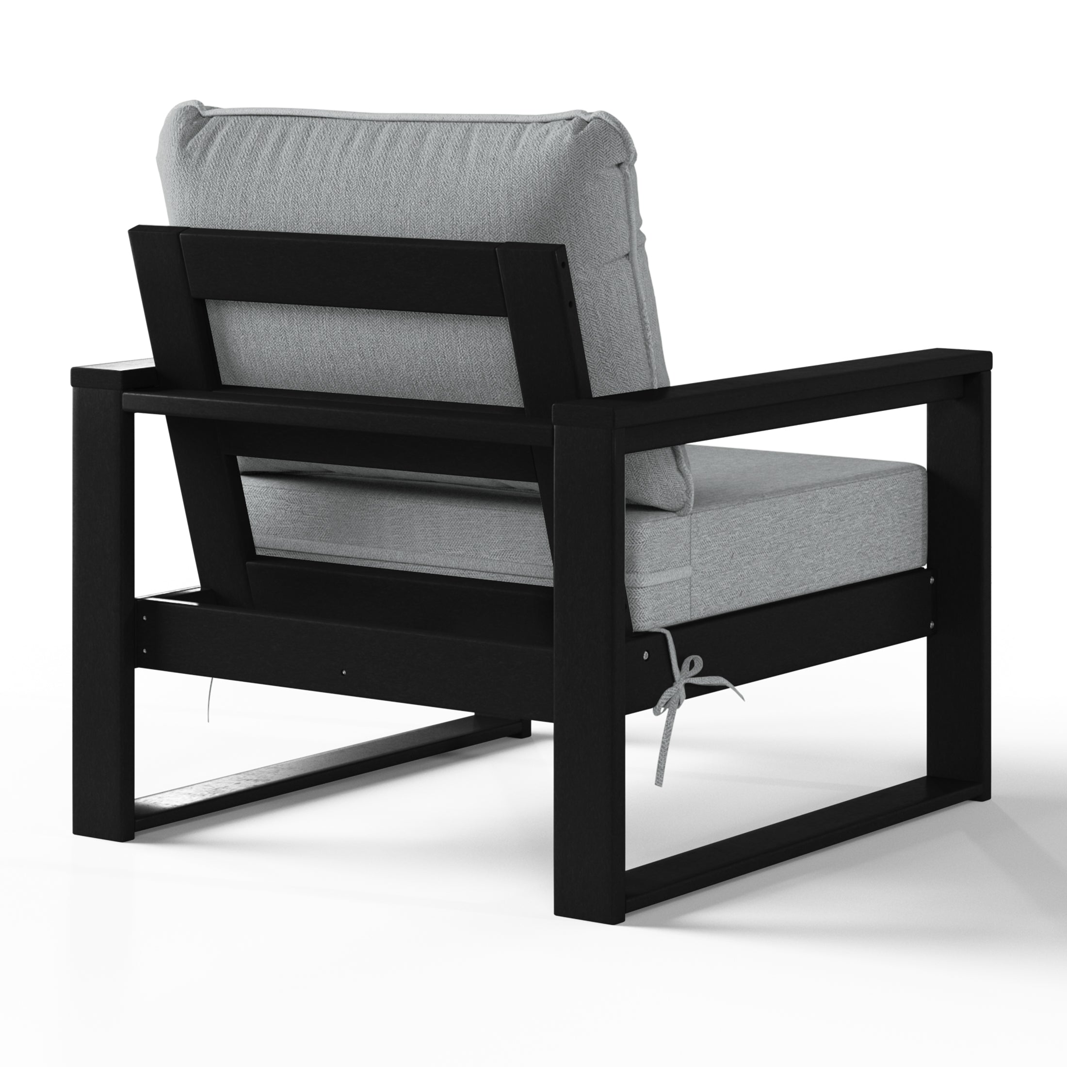 Rockaway Outdoor Modern HDPE Patio Club Chair with Waterproof Deep Seat Cushions