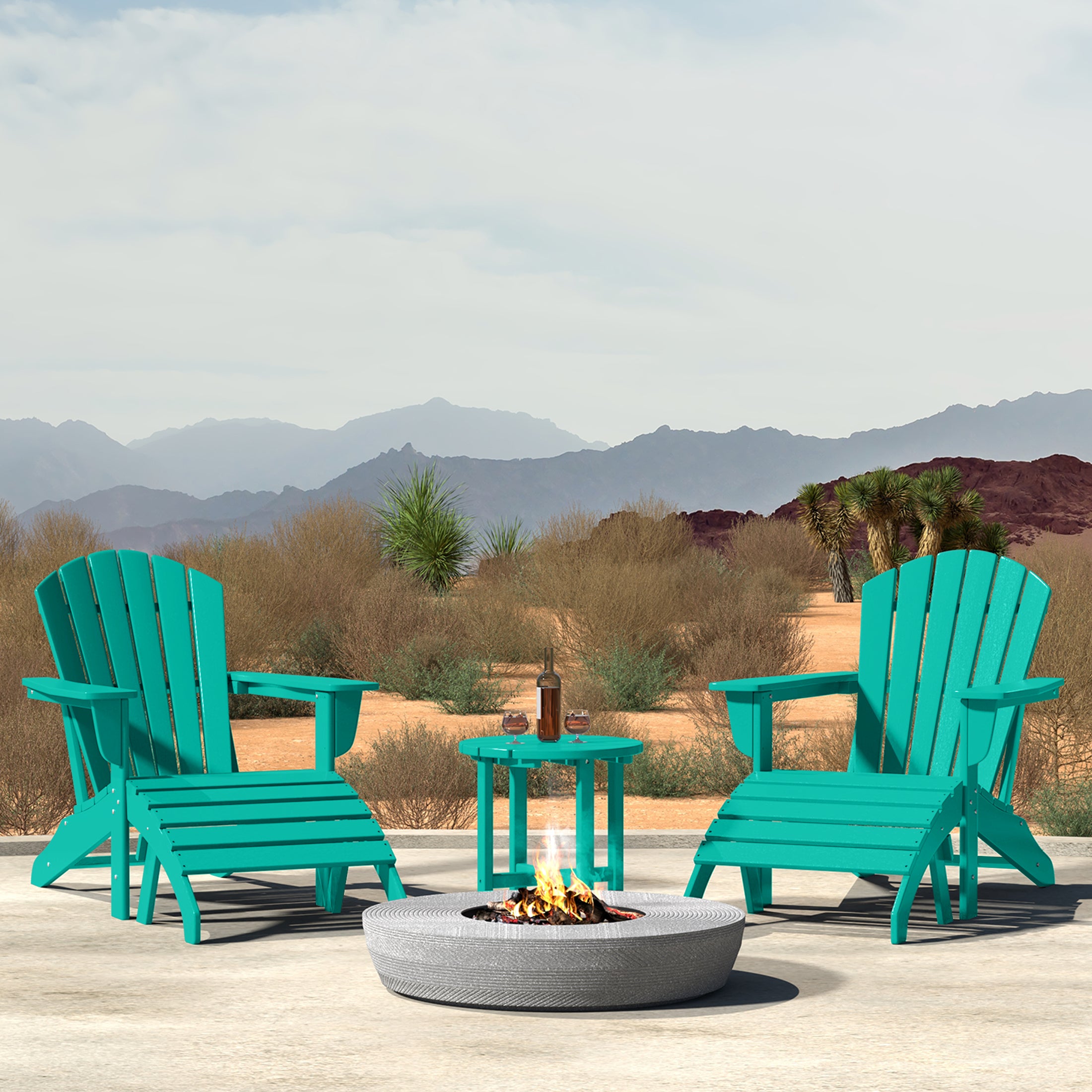 Portside Outdoor Adirondack Chair With Ottoman And Side Table 5-Piece Set