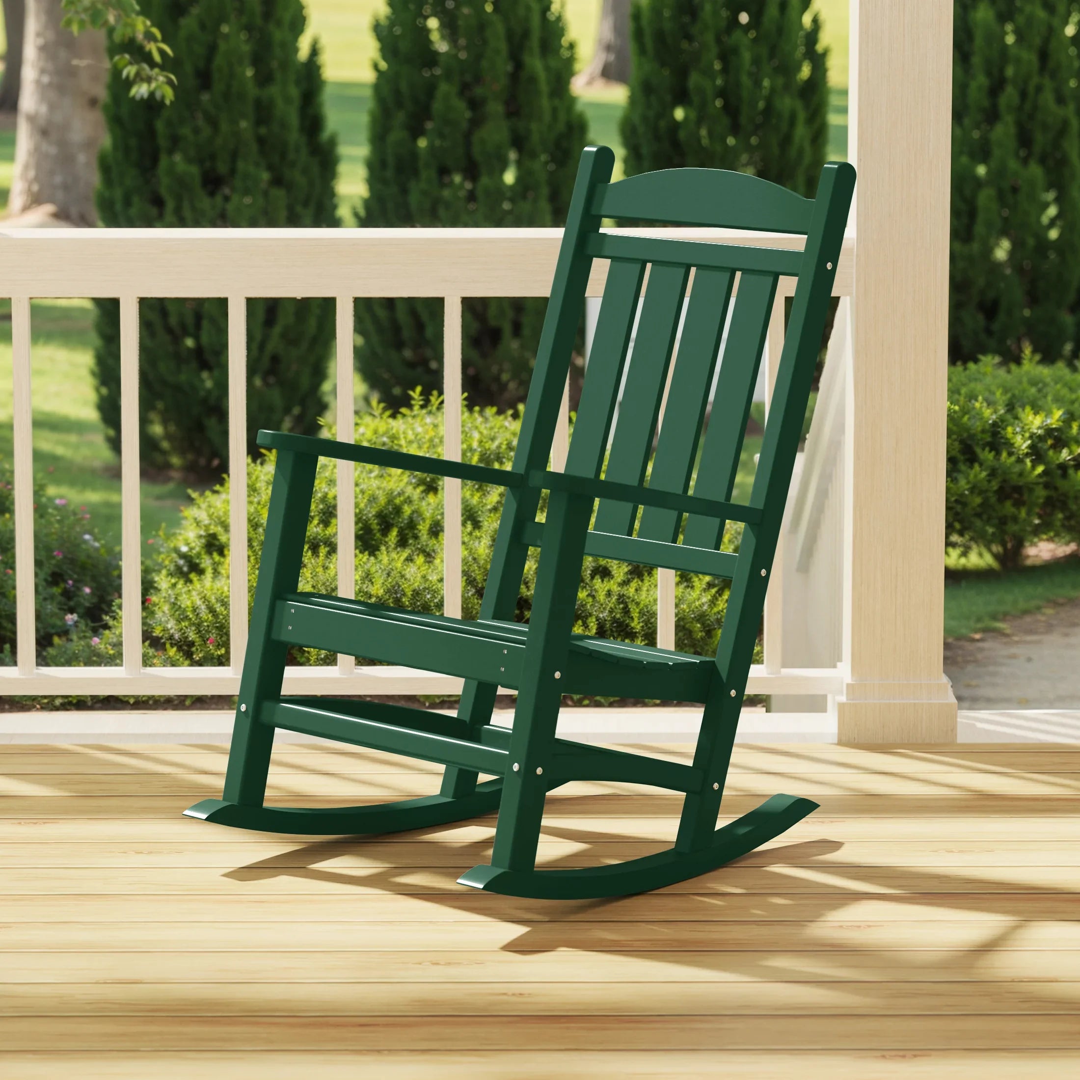 LAKEHOUSE Classic Plastic Porch Rocking Chair, Red