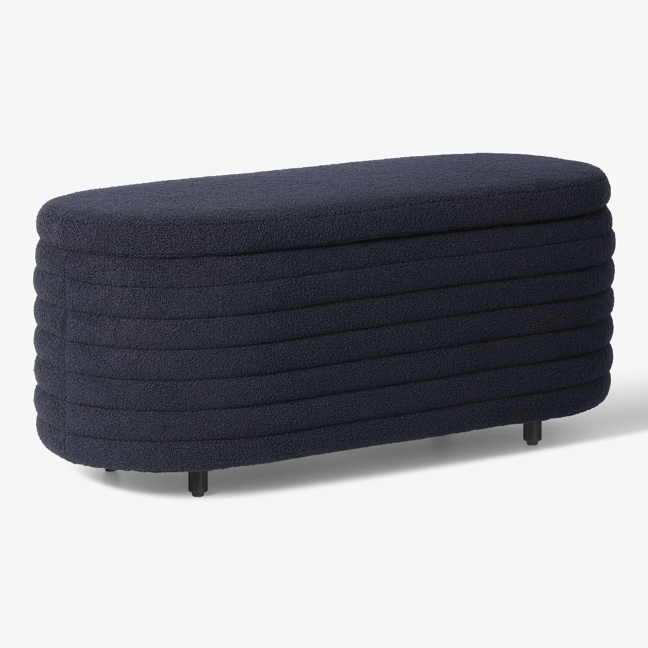 Celine 42" Wide Mid-Century Modern Upholstered Teddy Sherpa Tufted Oval Storage Ottoman Bench