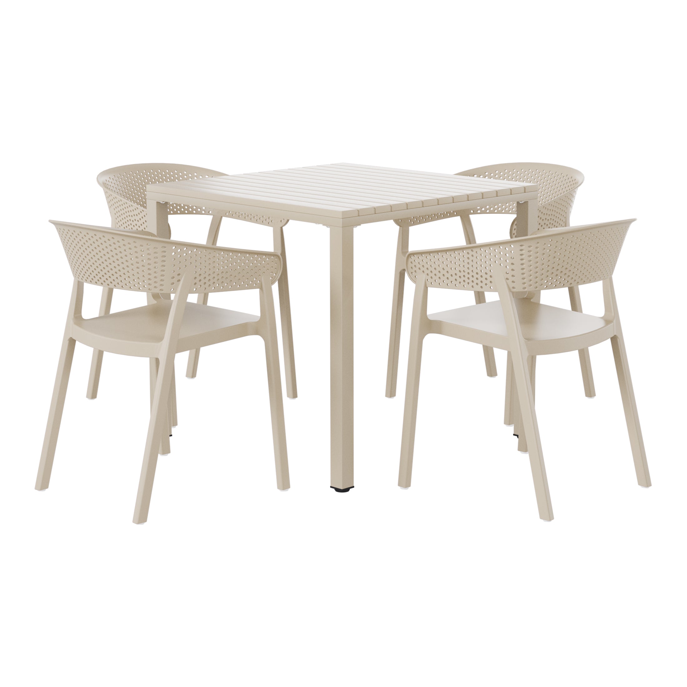 Sunshine 5-Piece Outdoor Metal Frame Square Dining Table Patio Set with Stackable Patio Dining Chairs