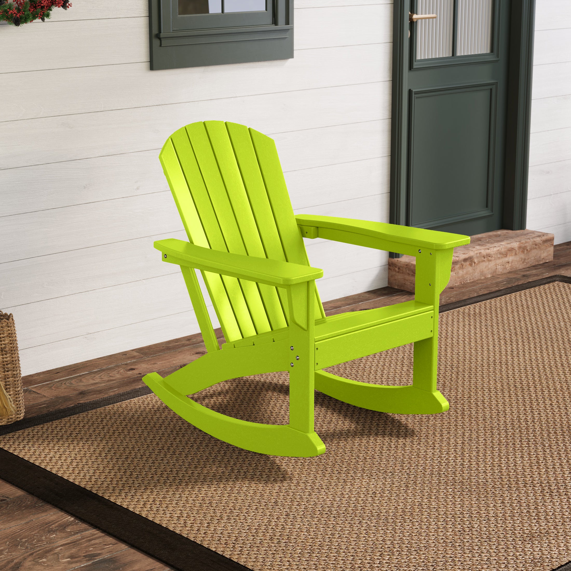 Portside Outdoor Patio Poly Plastic Adirondack Rocking Chair
