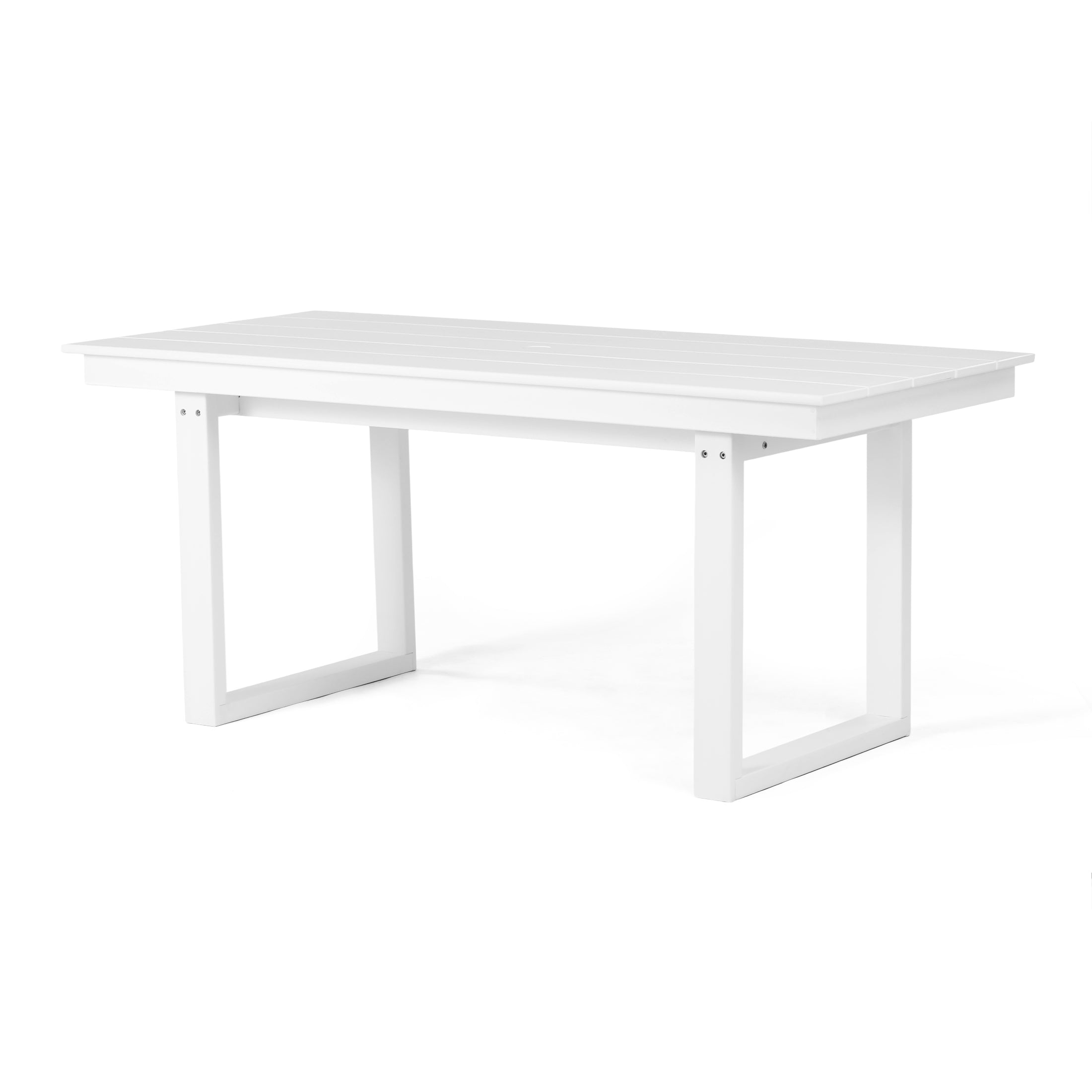 Cambria 68" Outdoor HDPE Modern Rectangular Patio Dining Table With Umbrella Hole