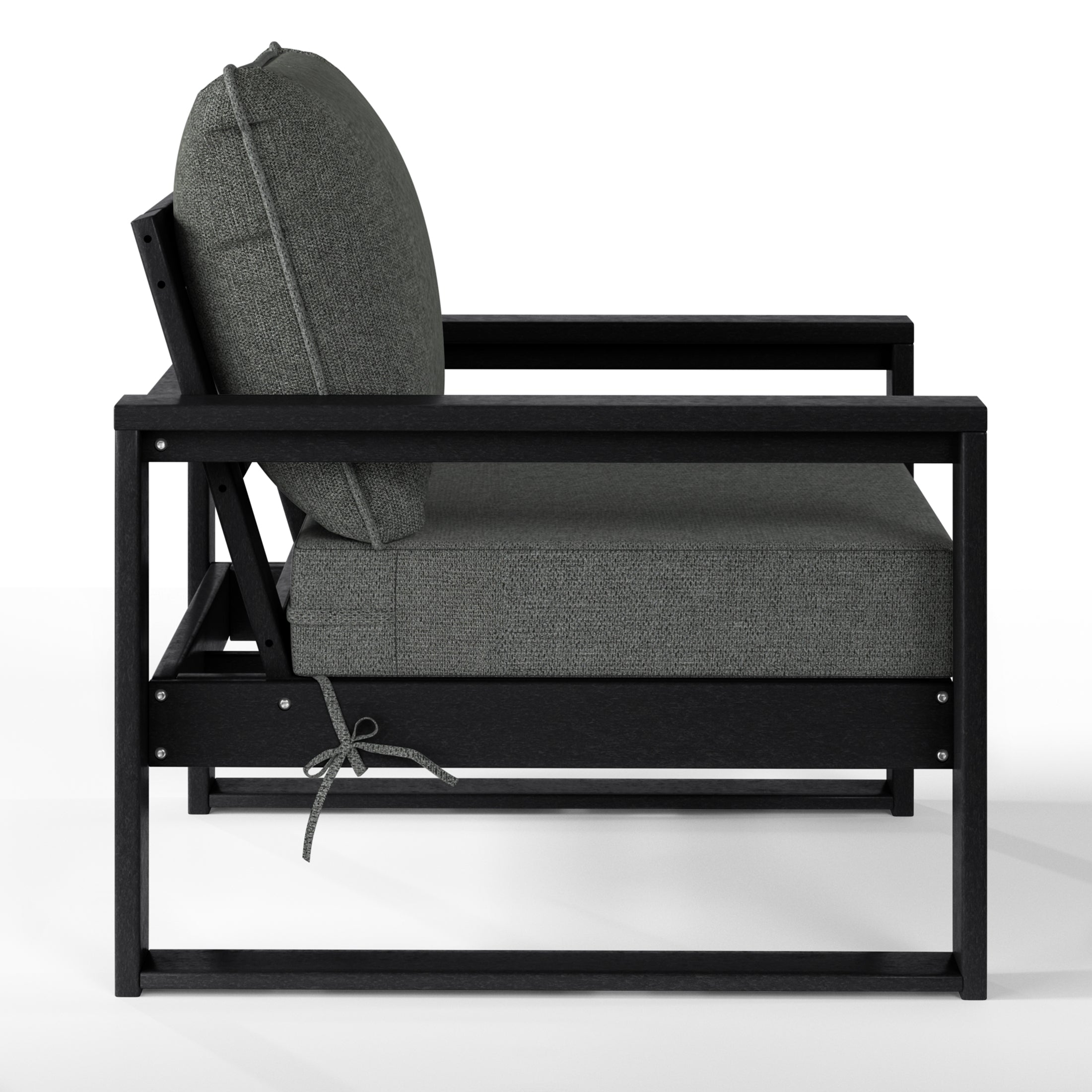 Rockaway Outdoor Modern HDPE Patio Club Chair with Waterproof Deep Seat Cushions (Set of 2)