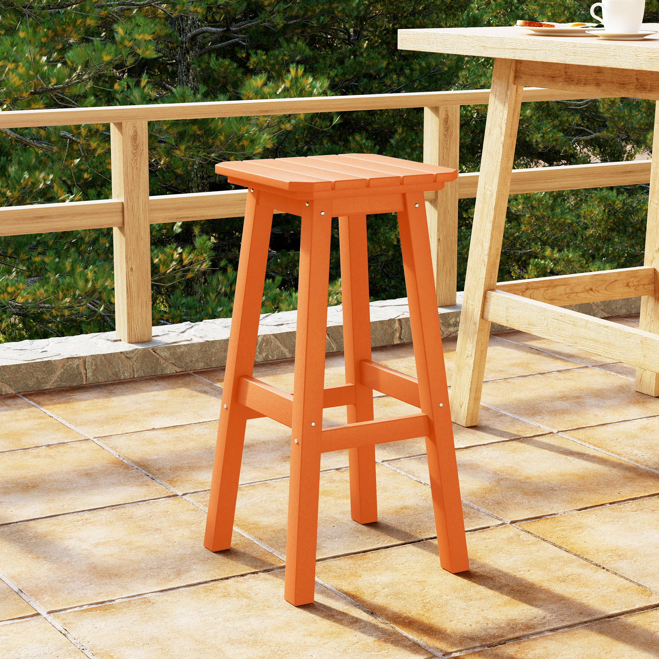 Paradise 29" HDPE Outdoor Patio Square Backless Bar Stool
