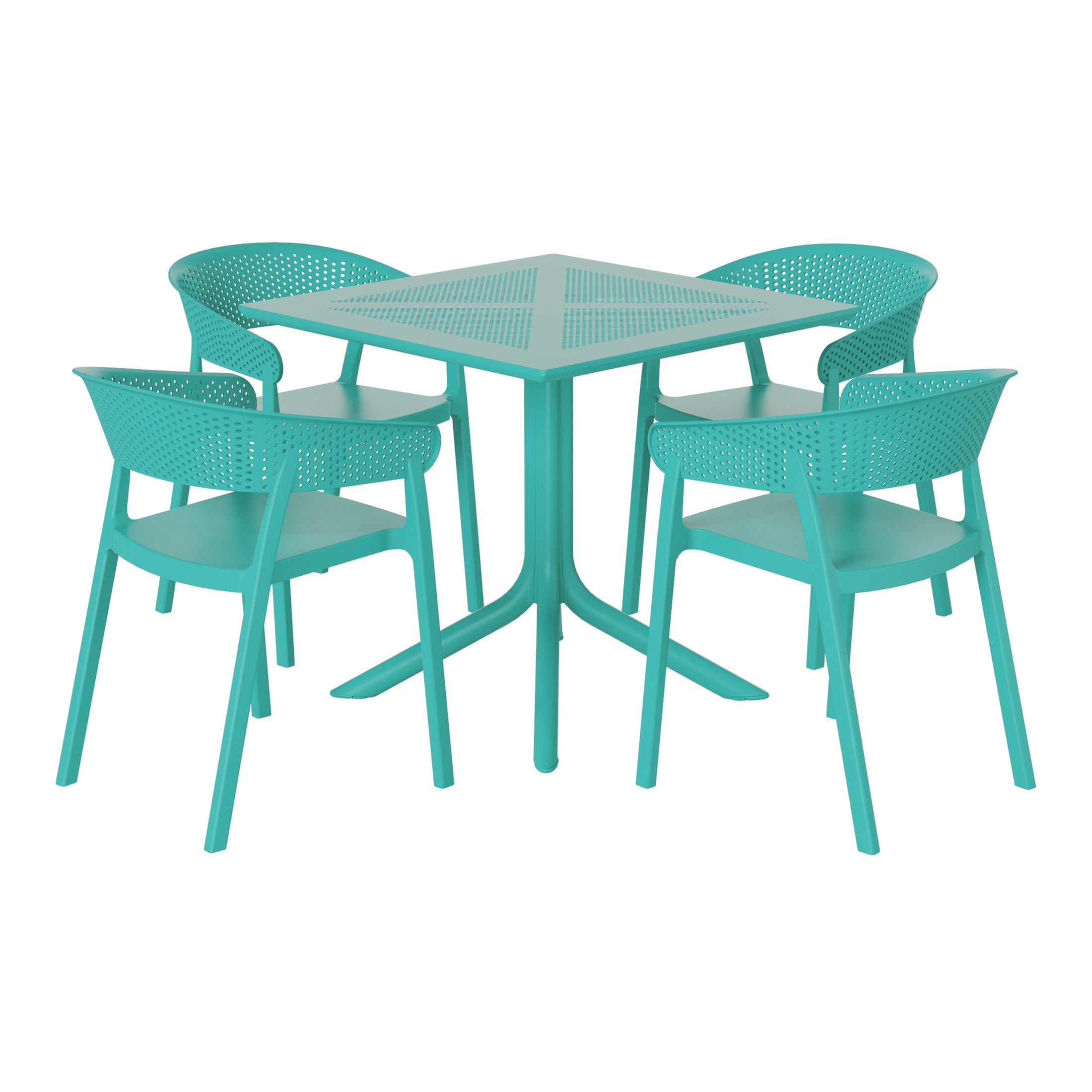 Sunshine 5-Piece Modern Patio Square Dining Table Set with Stackable Patio Dining Chairs