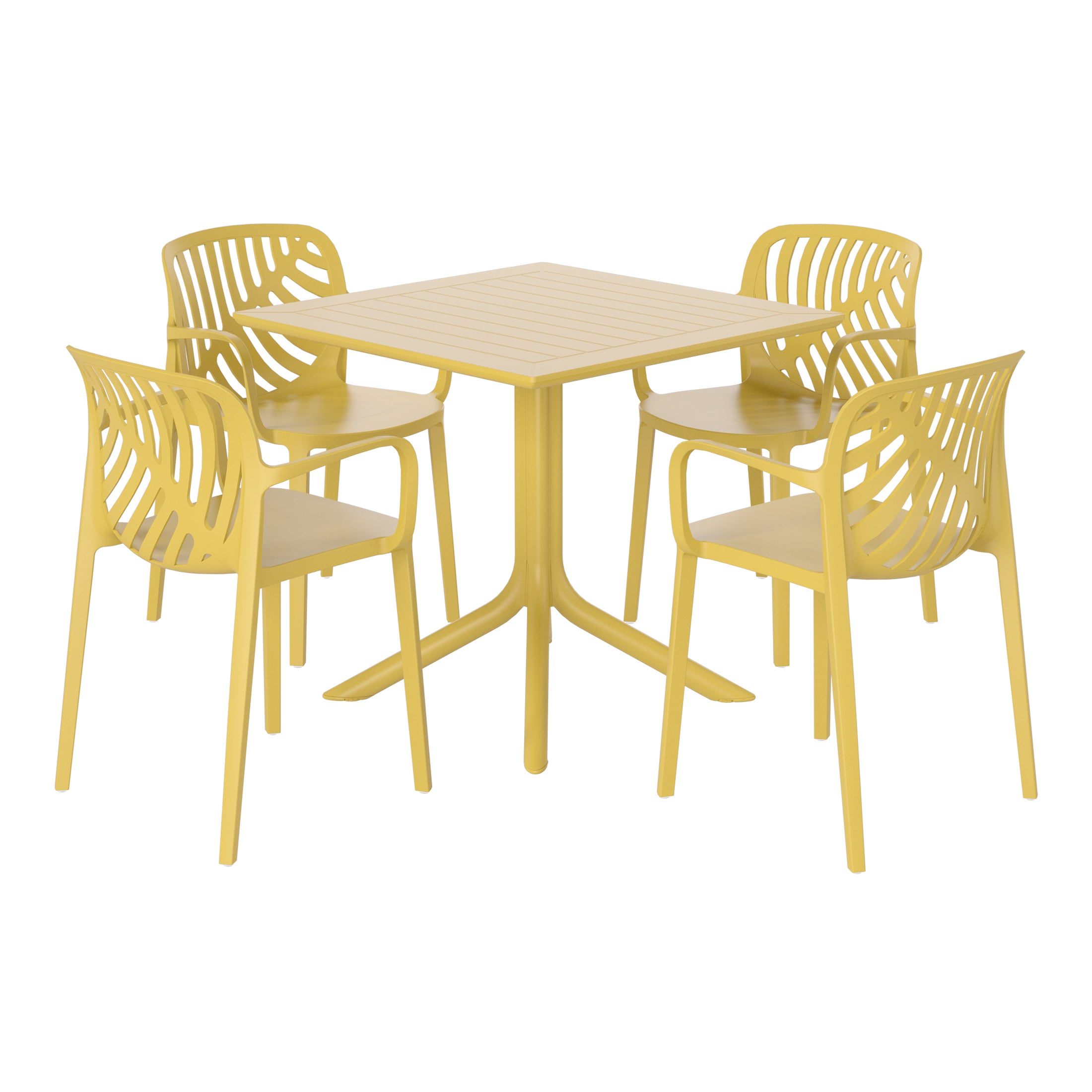 Sunshine 5-Piece Outdoor Square Patio Dining Table Set with Stackable Patio Dining Chairs