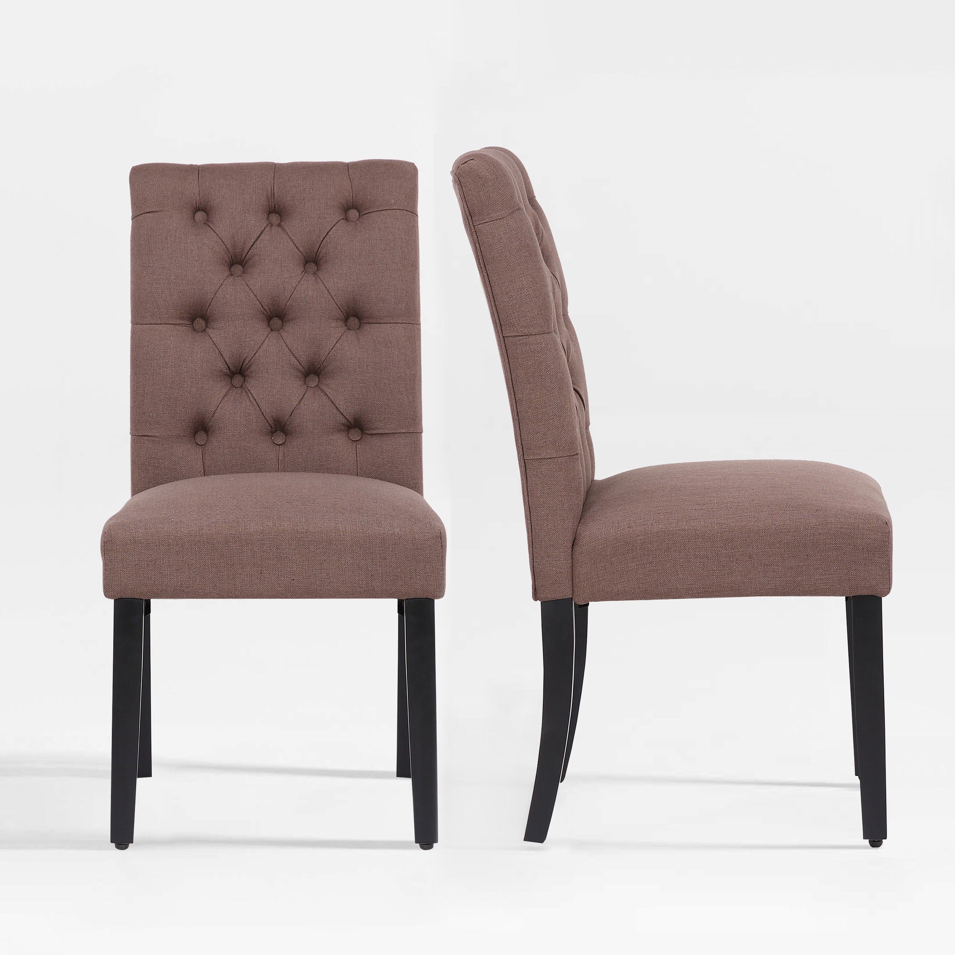 Bellmount Linen fabric tufted upholstered side chairs ( 2 piece set )