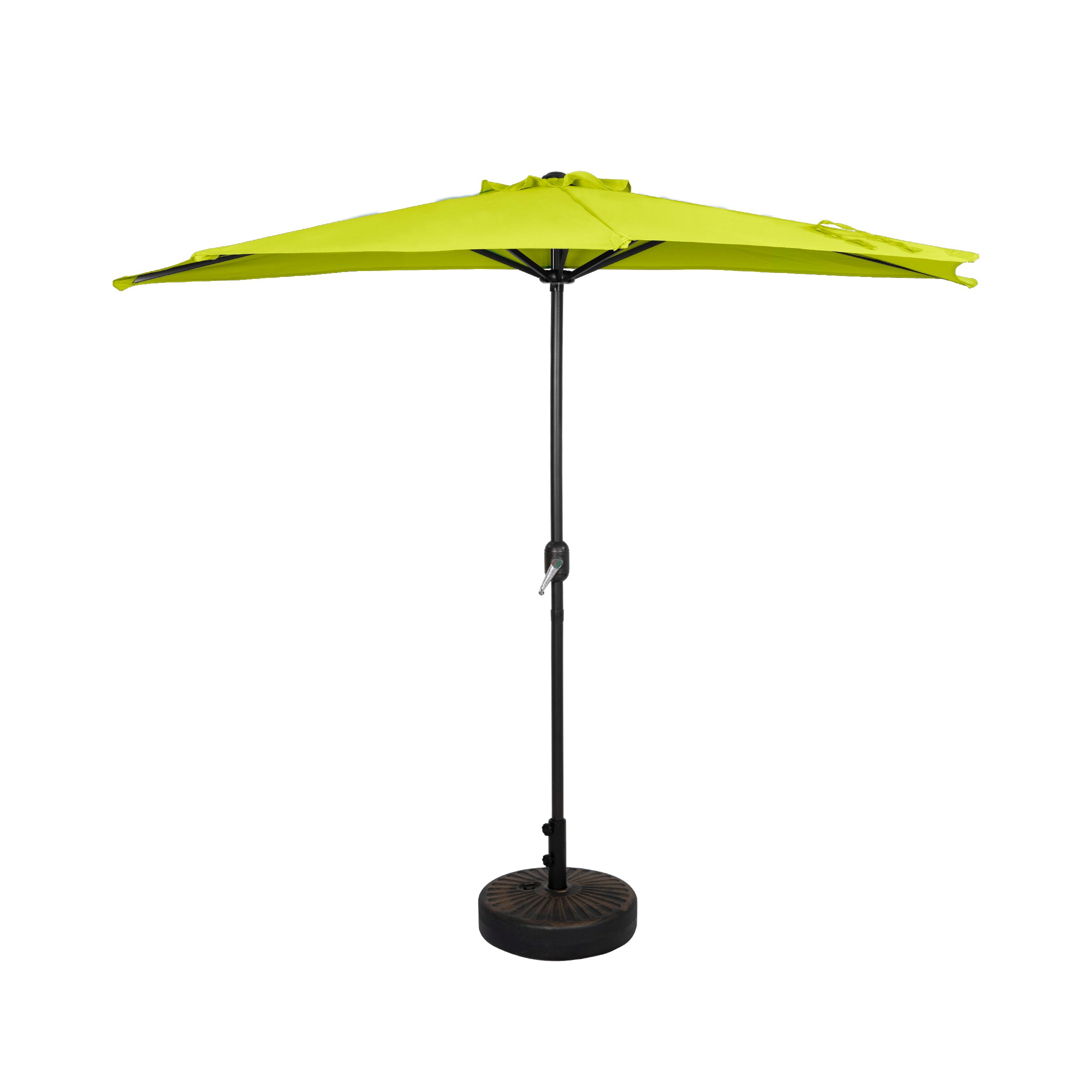 Easton 9 ft. Aluminum Half Market Crank Lift Patio Umbrella with Base