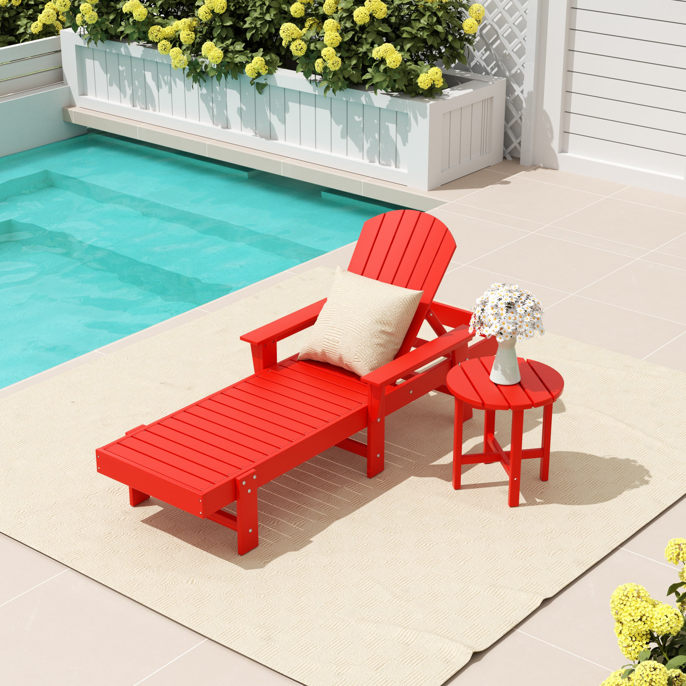 Portside 2 Piece Adirondack Reclining Chaise Lounge With Arms
