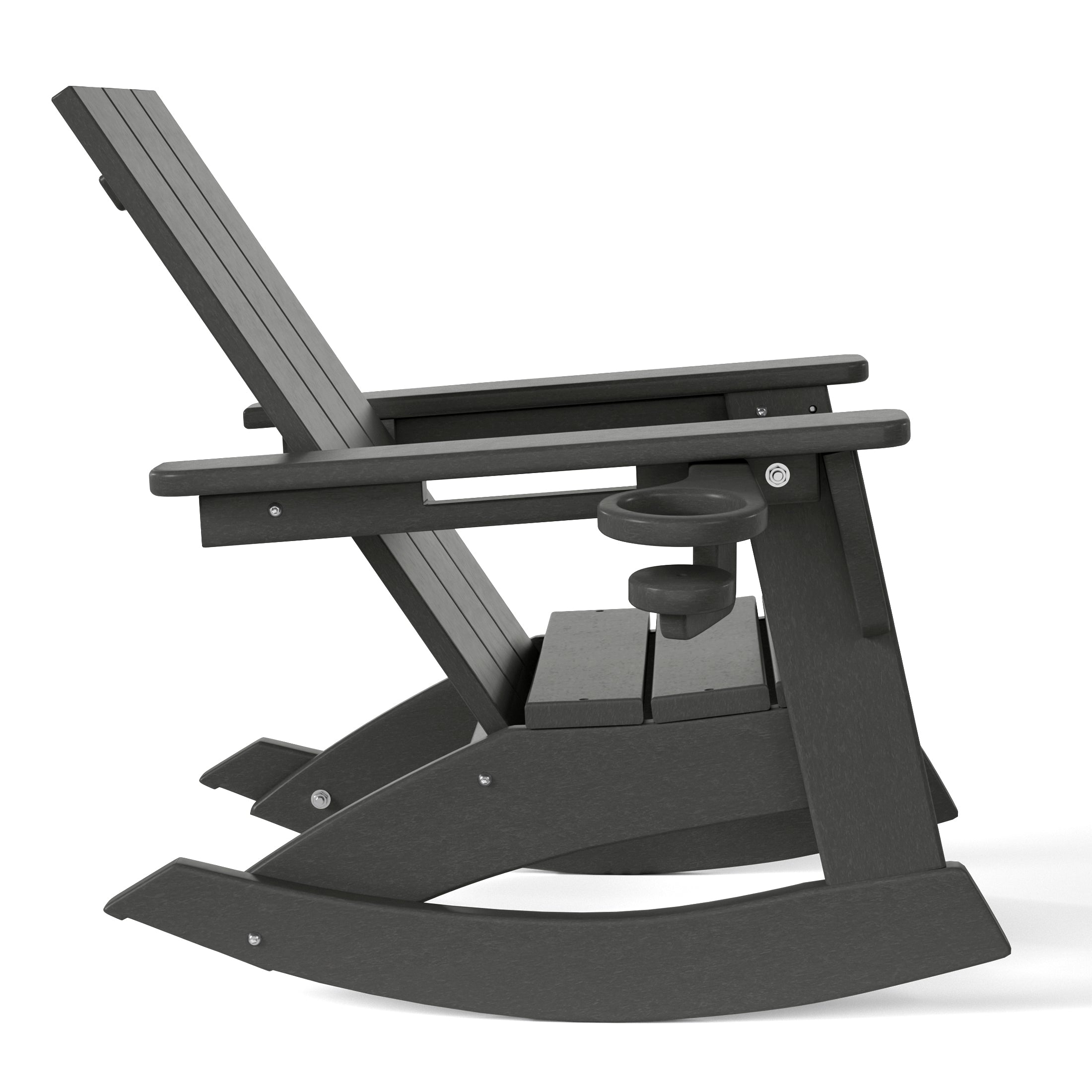 Palms 3-Piece Kids Modern Rocking Chair With Cup Holder and Square Side Table Set