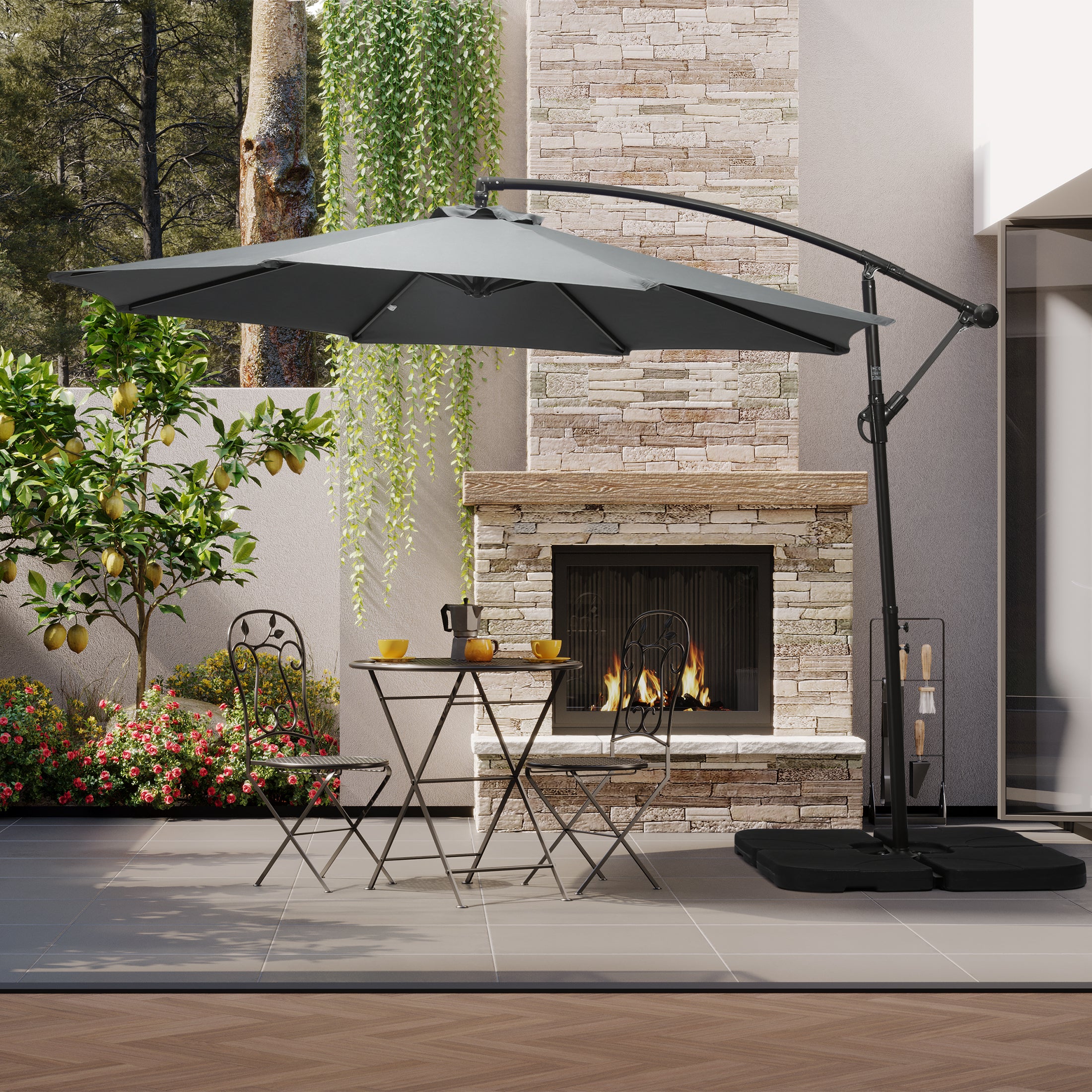 Elm 10 ft. Outdoor / Patio Cantilever Hanging Umbrella Elm 10 ft. Outdoor / Patio Cantilever Hanging Umbrella