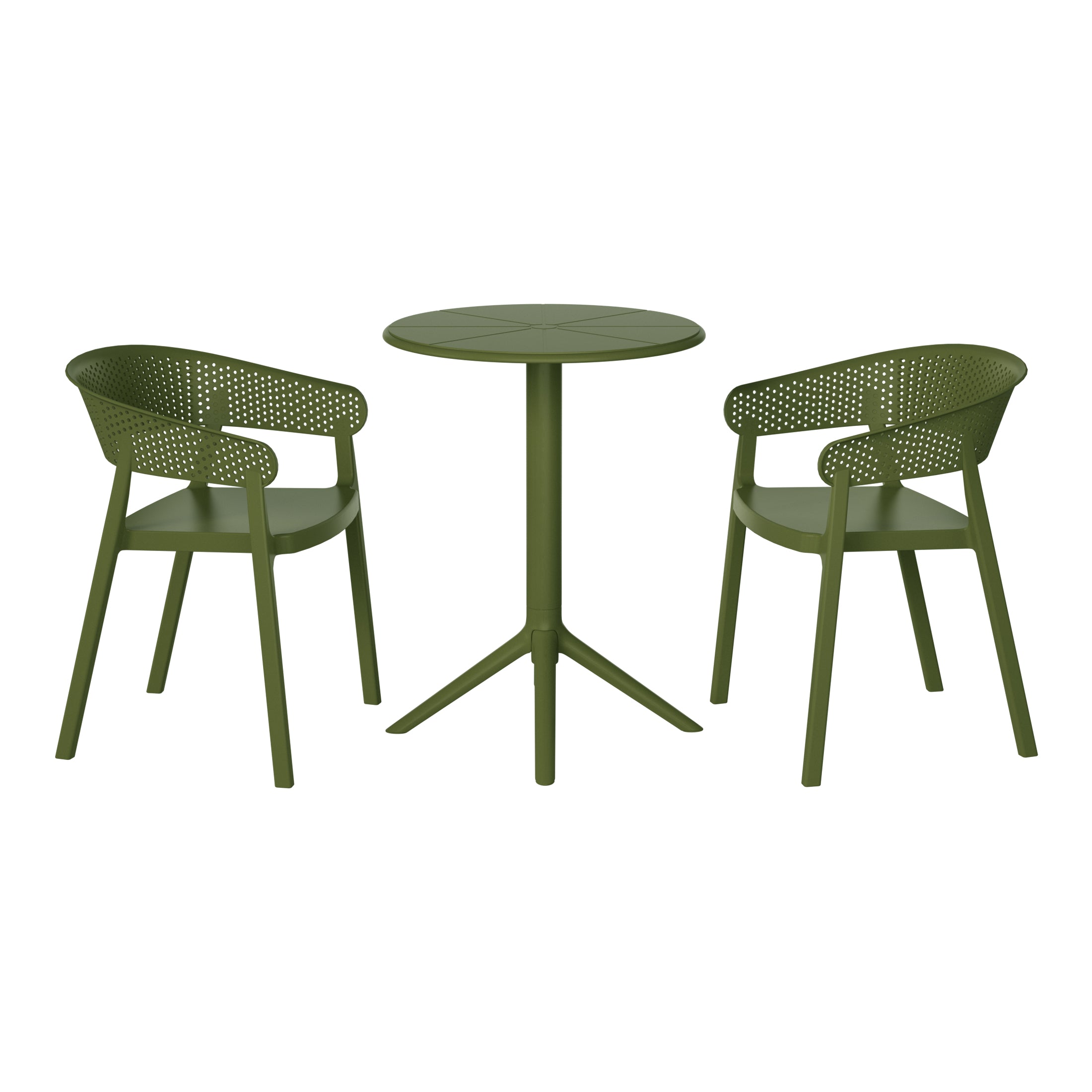 Sunshine 3-Piece Outdoor Resin Patio Bistro Table Set with Stackable Patio Dining Side Chairs