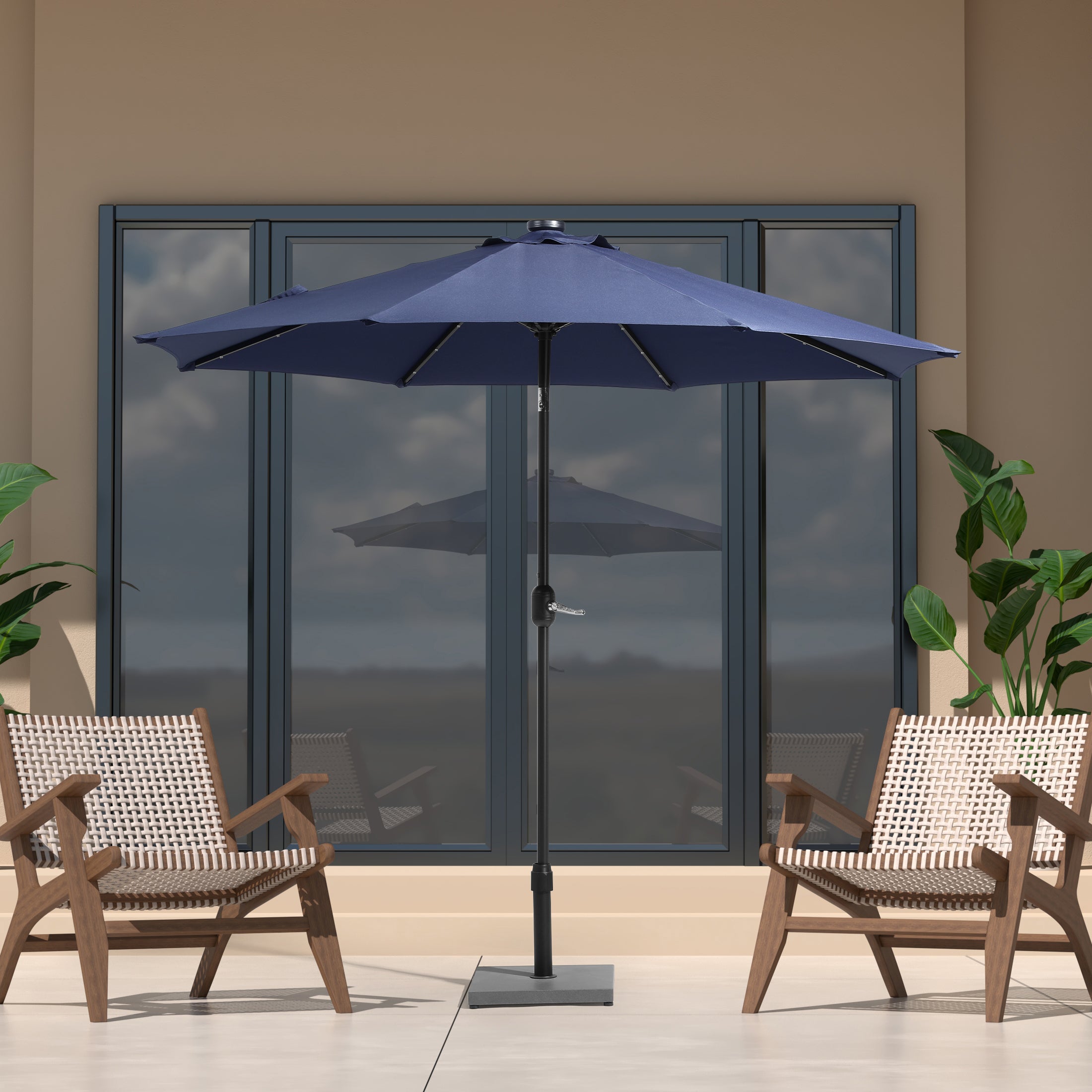 Westlake 9 ft. Patio Solar Power LED lights Market Umbrella