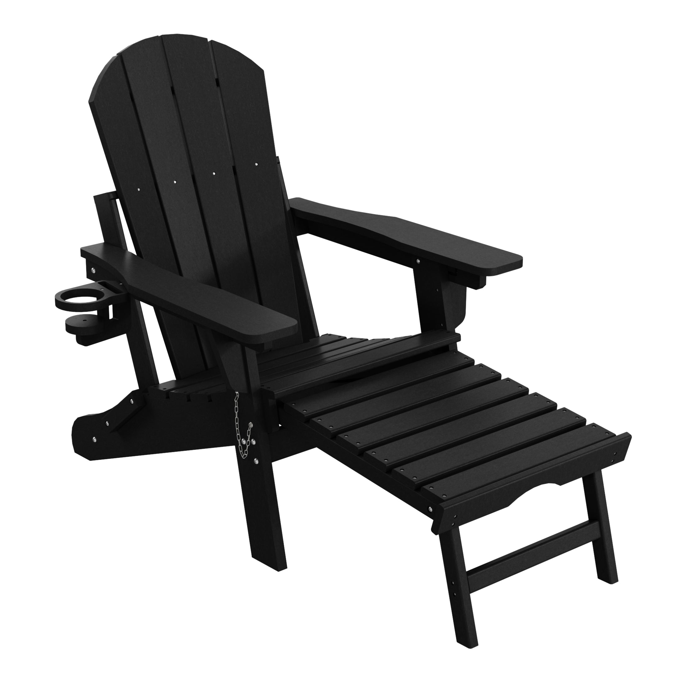 Paradise Folding Adjustable Adirondack Chair with Retractable Ottoman and Cup Holder (Set of 2)