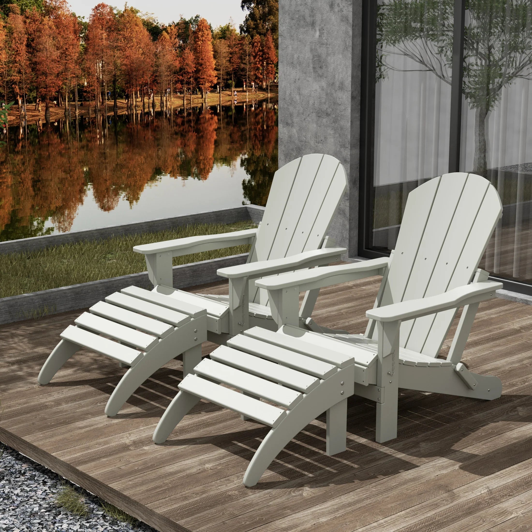 PARADISE 4-Piece Outdoor Patio Adirondack Chairs with Matching