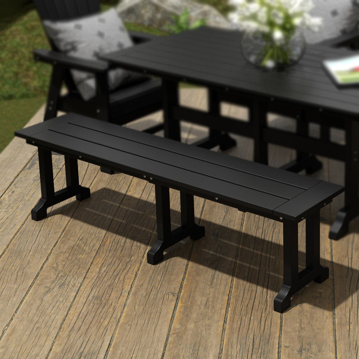 Paradise 65" Outdoor Patio Trestle Dining Bench