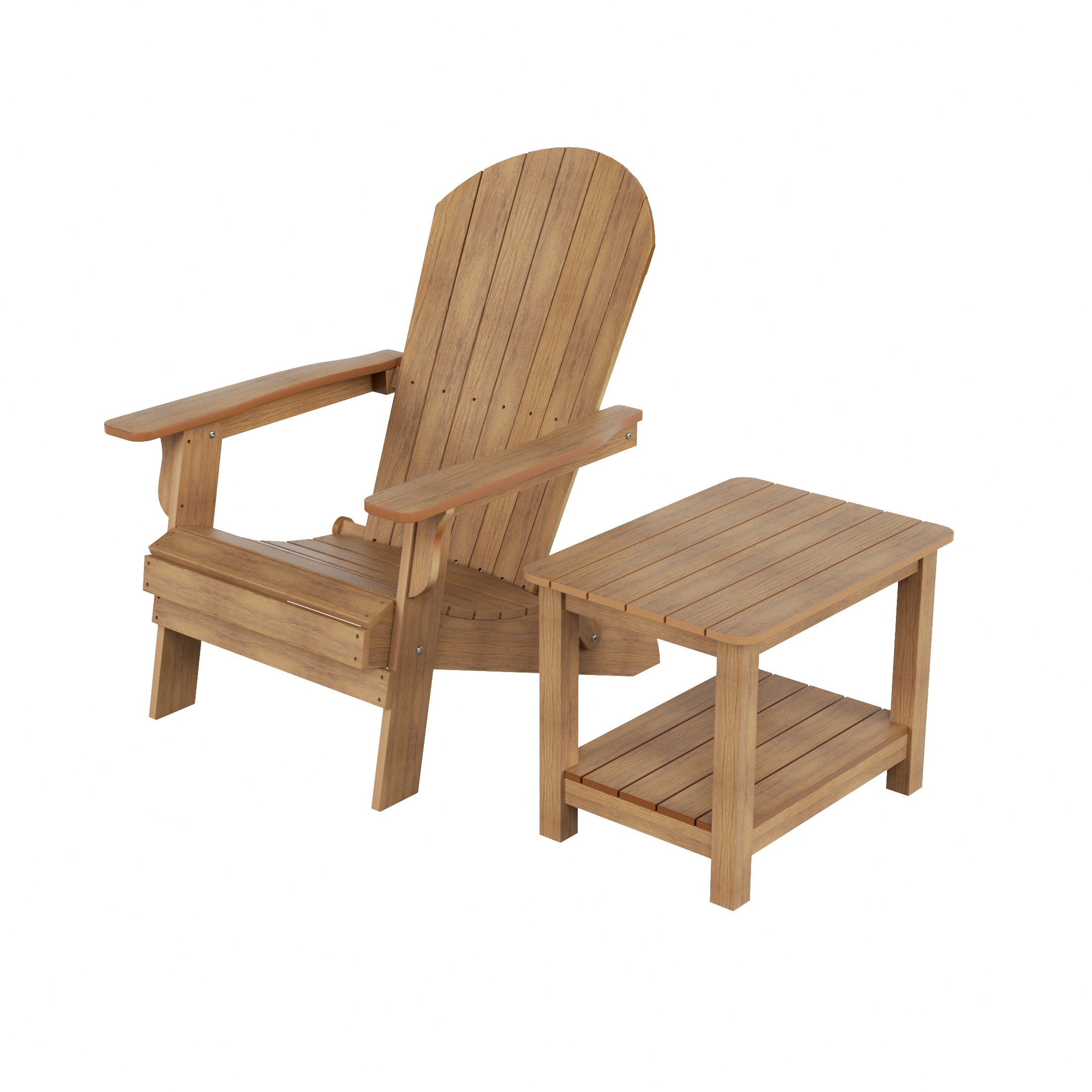 Florence HIPS Outdoor Folding Adirondack Seashell Chair With Side Table