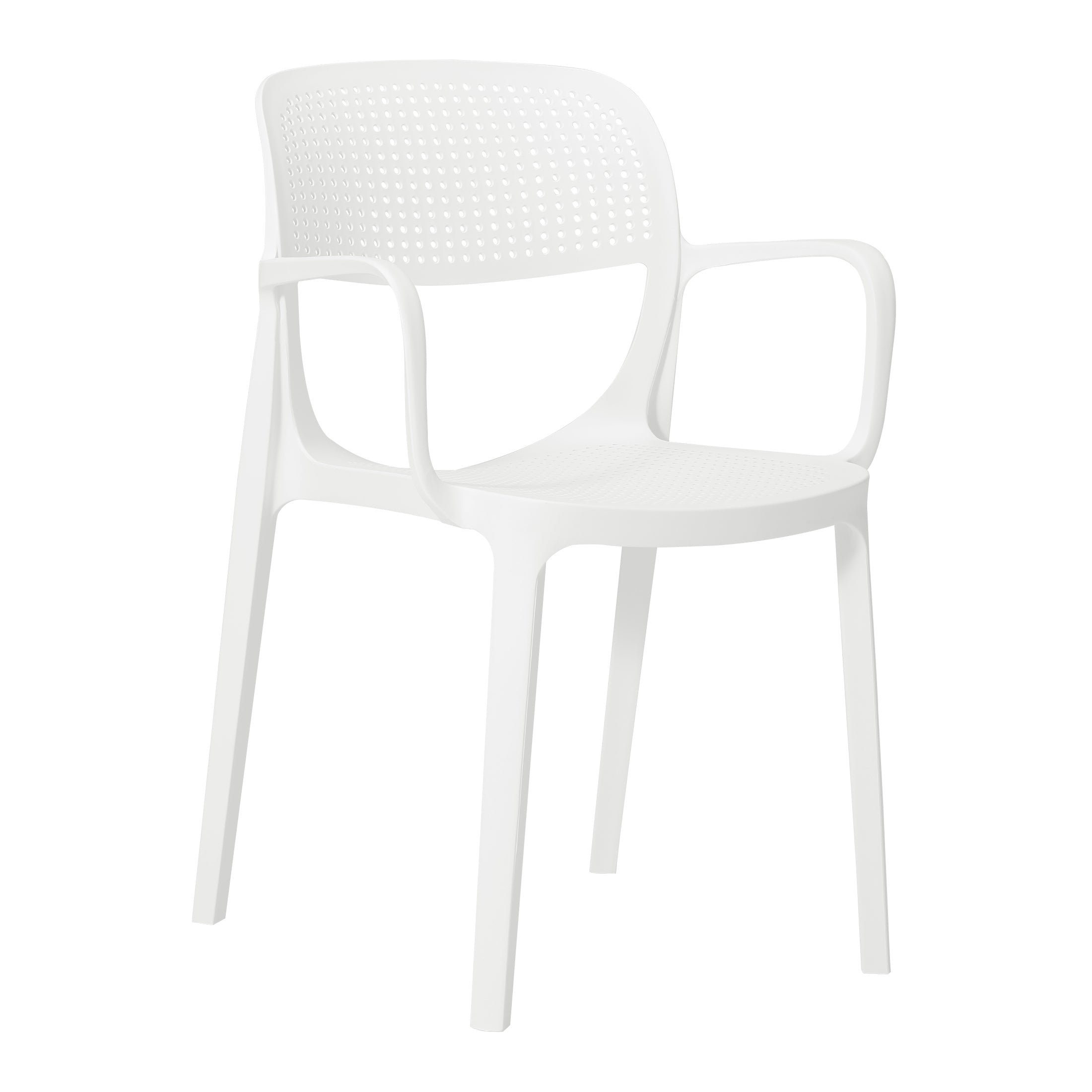 Sunshine 5-Piece Round Metal Bistro Dining Table Set And Stackable Resin Patio Dining Side Chairs