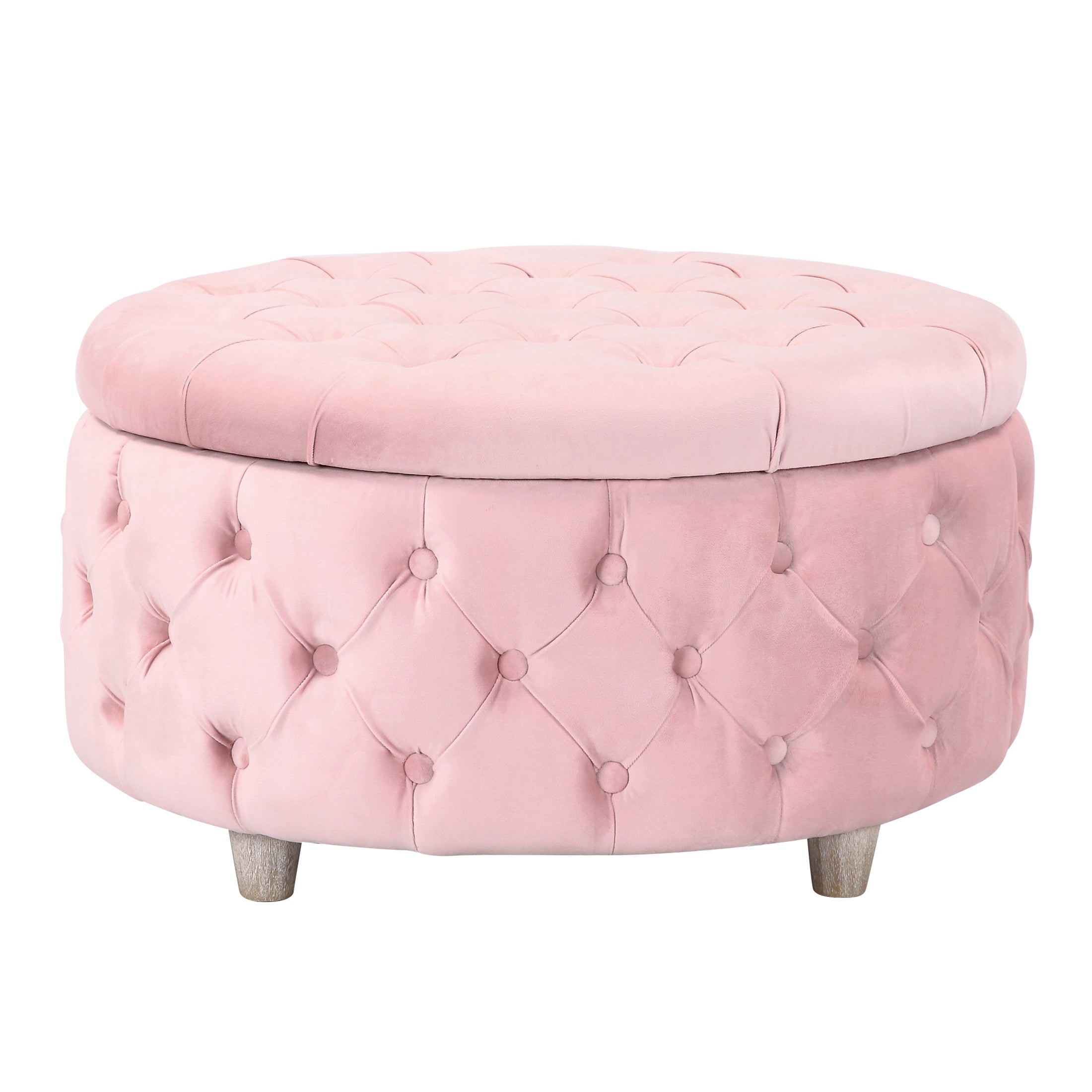 Hank Round Velvet Tufted Storage Ottoman