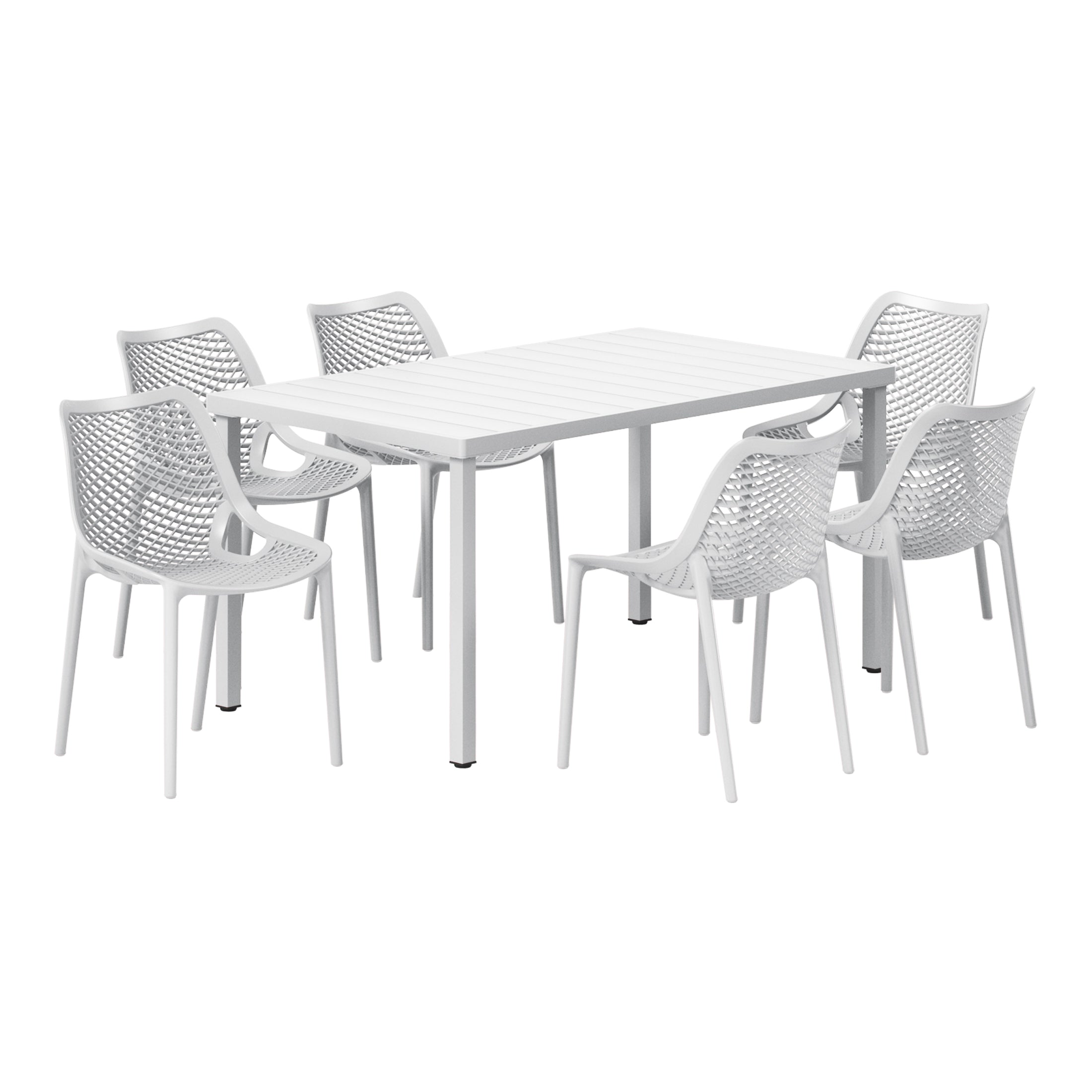 Sunshine 7-Piece Outdoor Metal Patio Dining Table Set With Stackable Patio Chairs