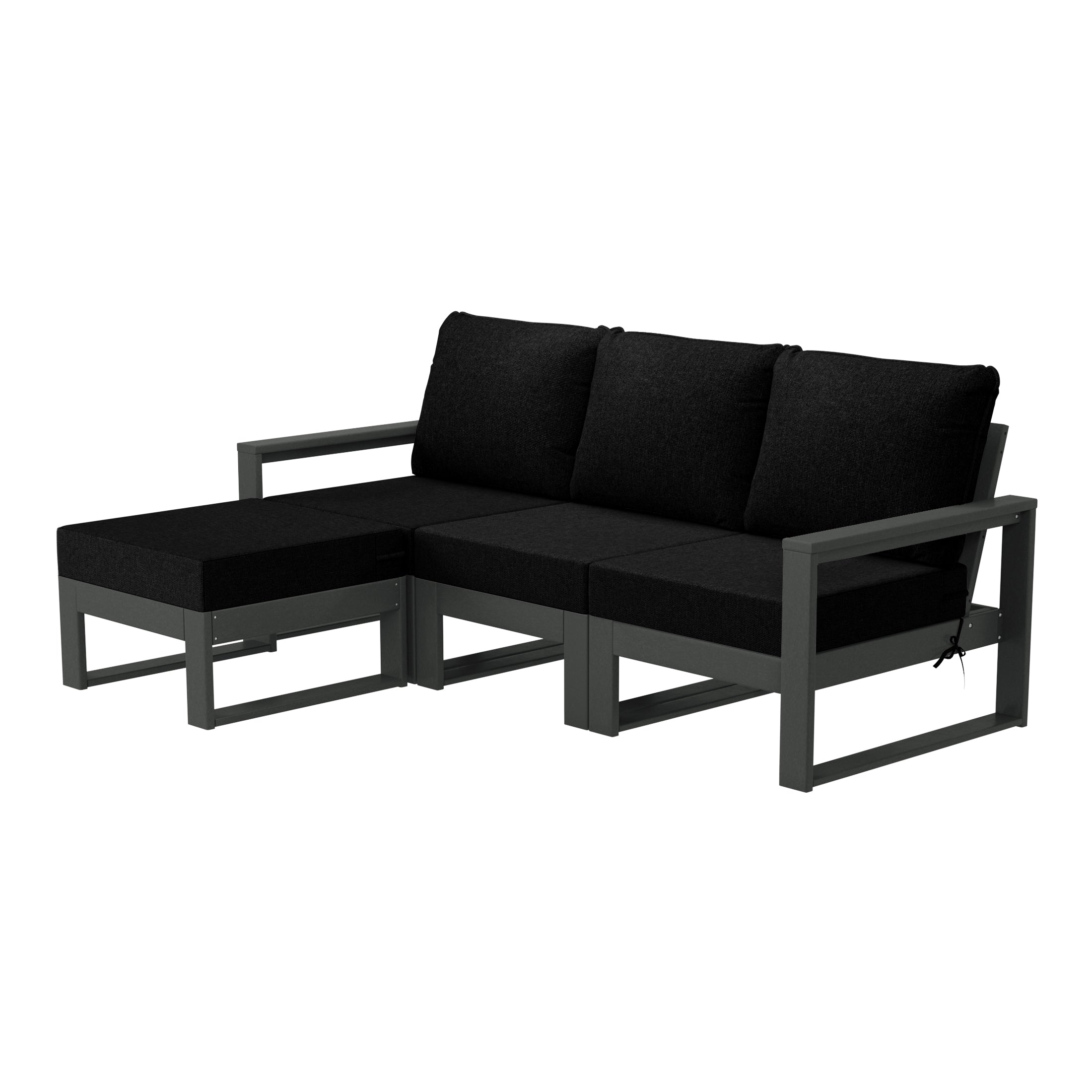 Rockaway 4-piece Outdoor HDPE All-Weather Modern Deep Seating Patio Sofa Sectional Set with Waterproof Cushions