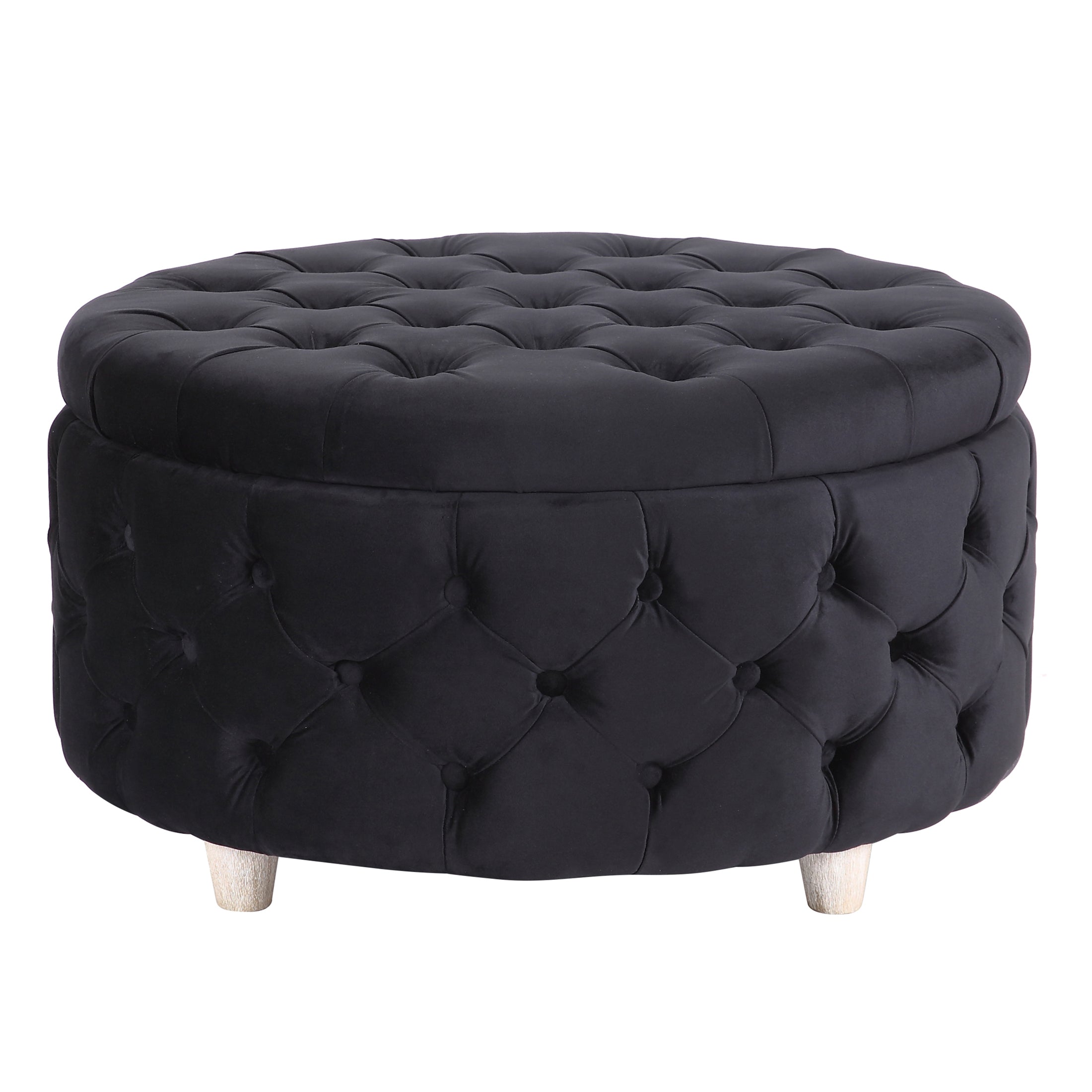 Hank Round Velvet Tufted Storage Ottoman