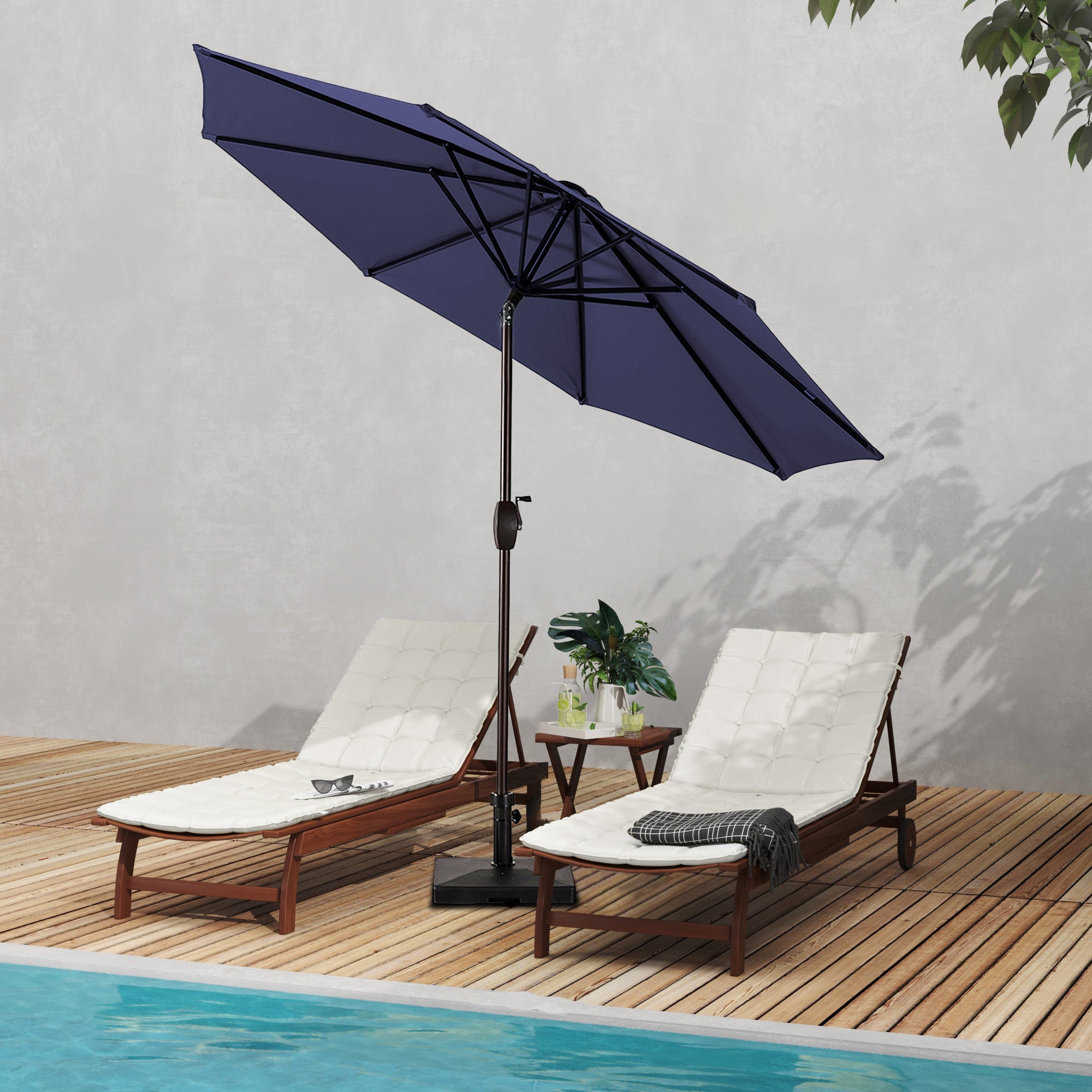 Cabana 9 ft. Patio Table Umbrella with 50 lbs concrete weight base kit