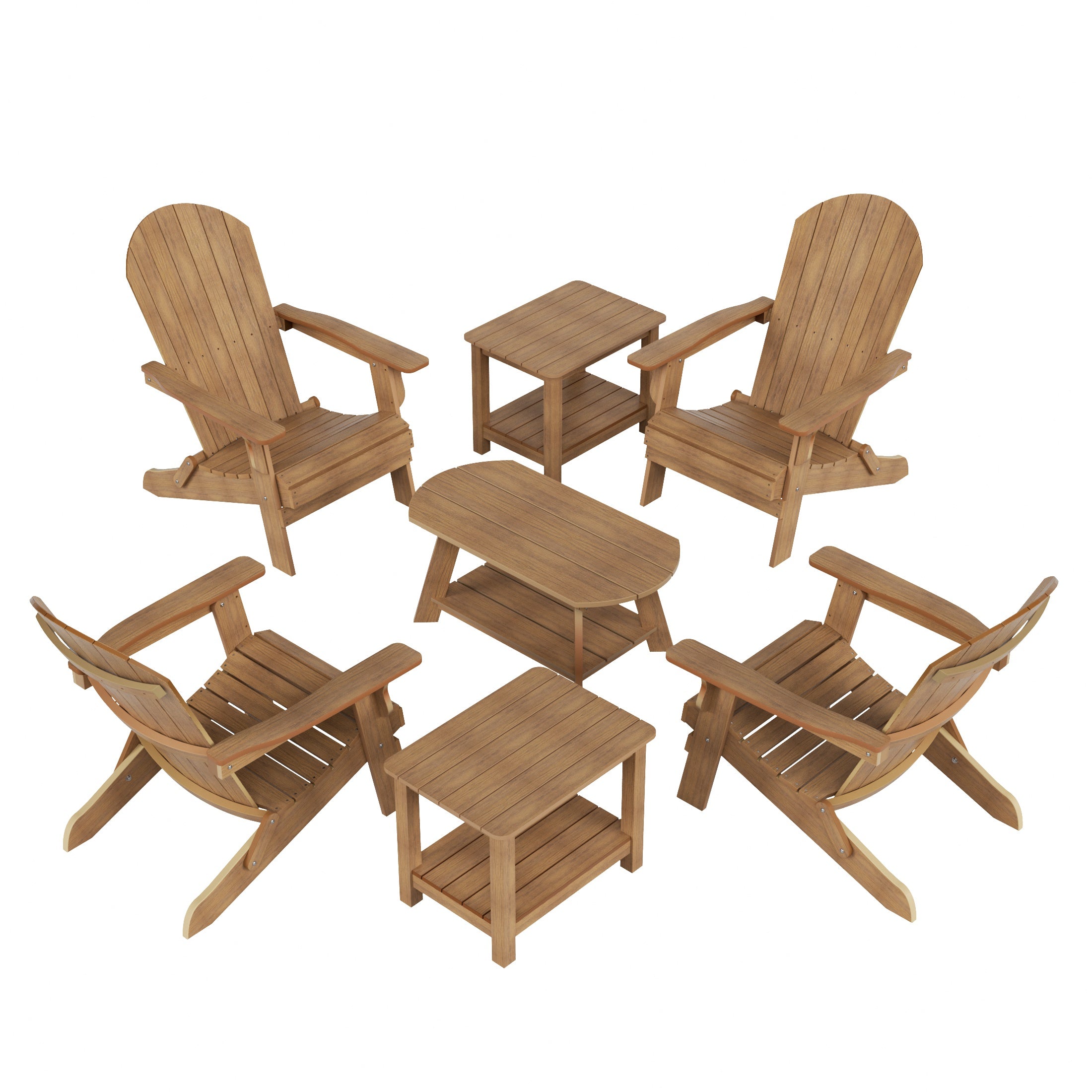 Florence 7-Piece HIPS Outdoor Poly Adirondack Seashell Conversation Lounge Set