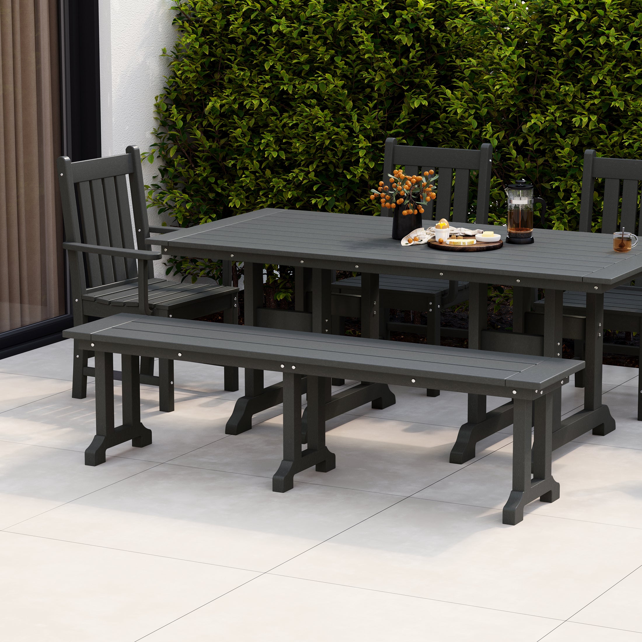 Paradise 65" Outdoor Patio Trestle Dining Bench