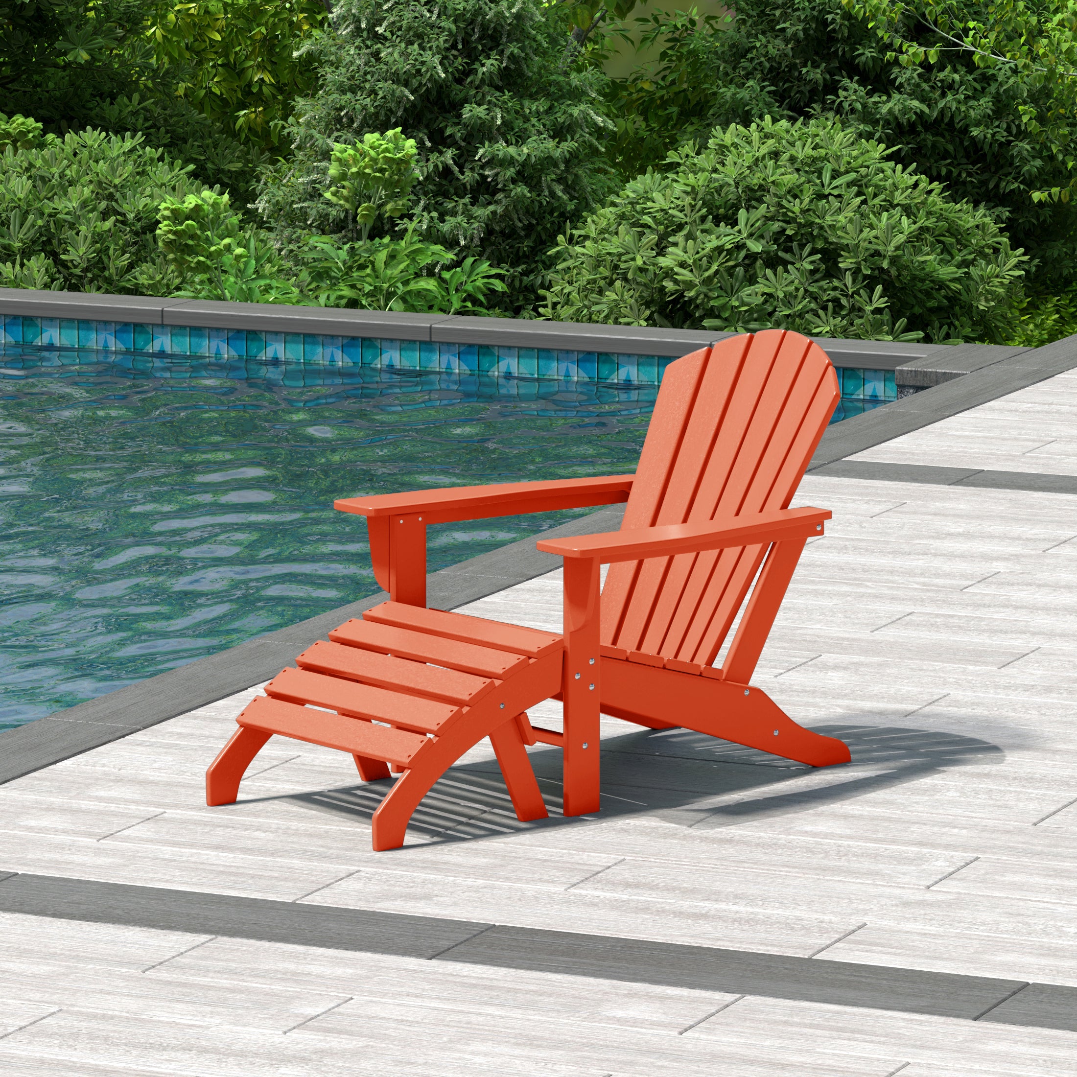 Portside Outdoor Adirondack Chair With Ottoman 2-Piece Set