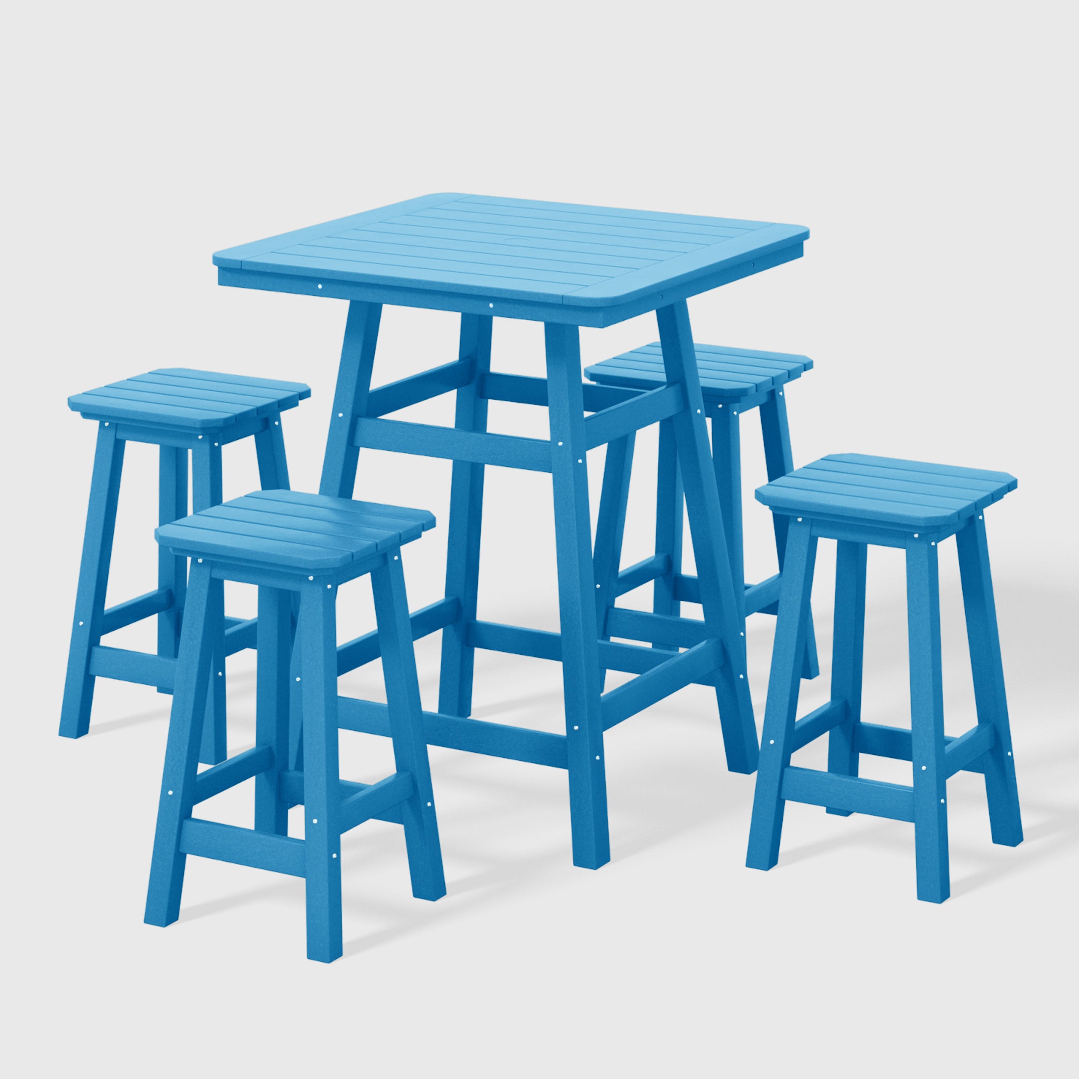 Paradise 5-Piece HDPE Outdoor Patio Dining Bar Bistro Table Set with Counter High Bar Stool