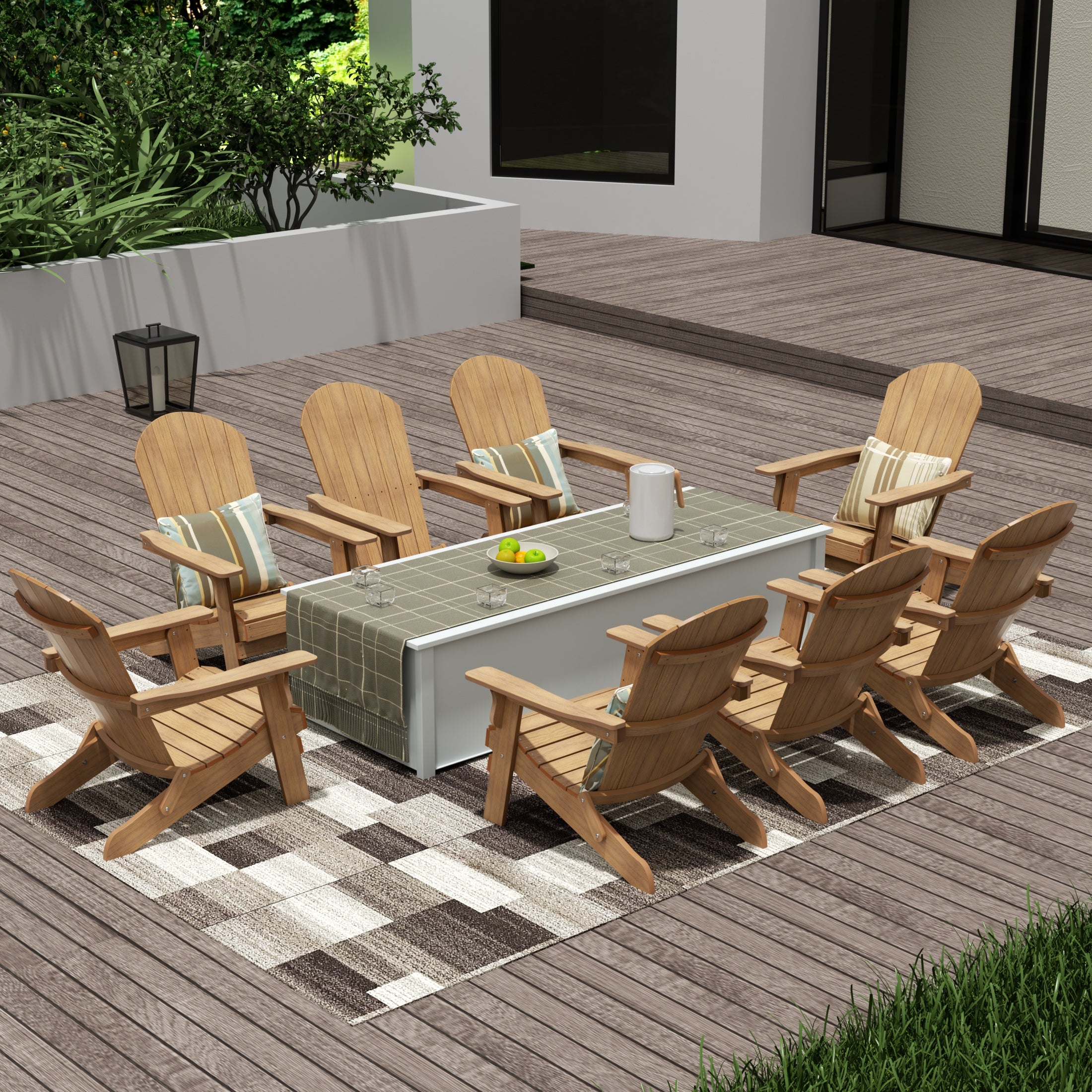 Florence HIPS Outdoor Folding Adirondack Seashell Chair (Set of 8)