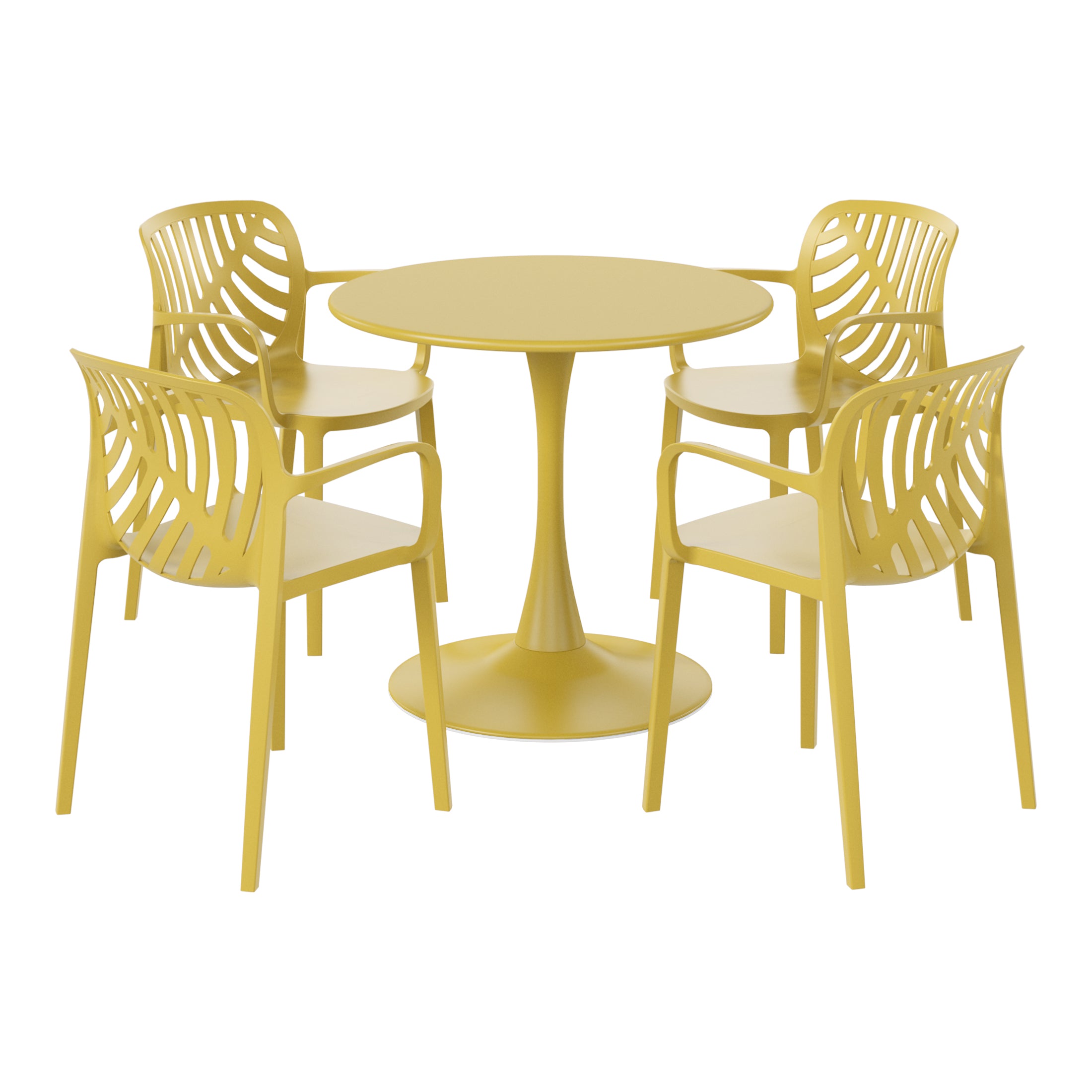 Sunshine 5-Piece Outdoor Indoor Metal Patio Dining Table Set With Stackable Patio Arm Chairs