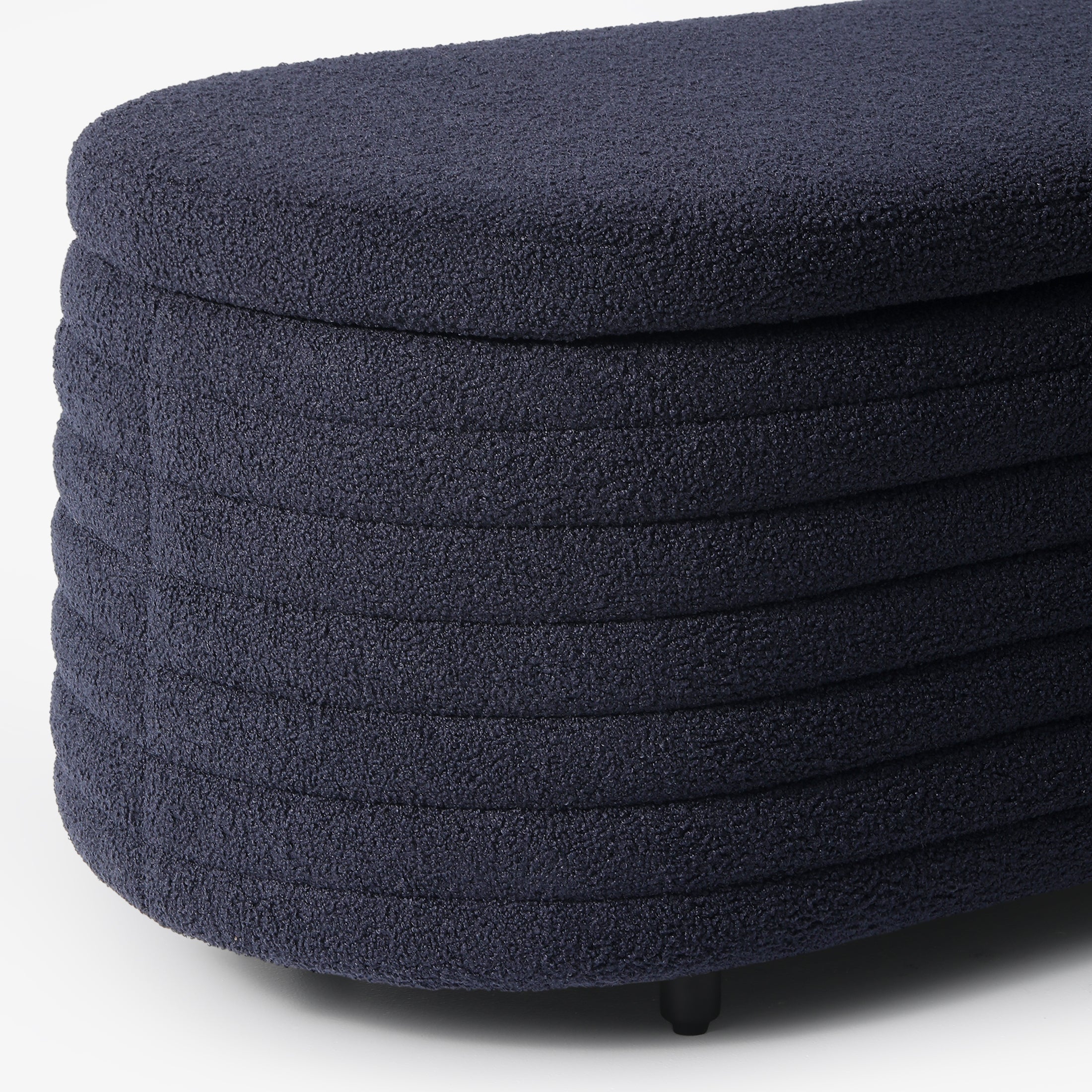 Celine 42" Wide Mid-Century Modern Upholstered Teddy Sherpa Tufted Oval Storage Ottoman Bench