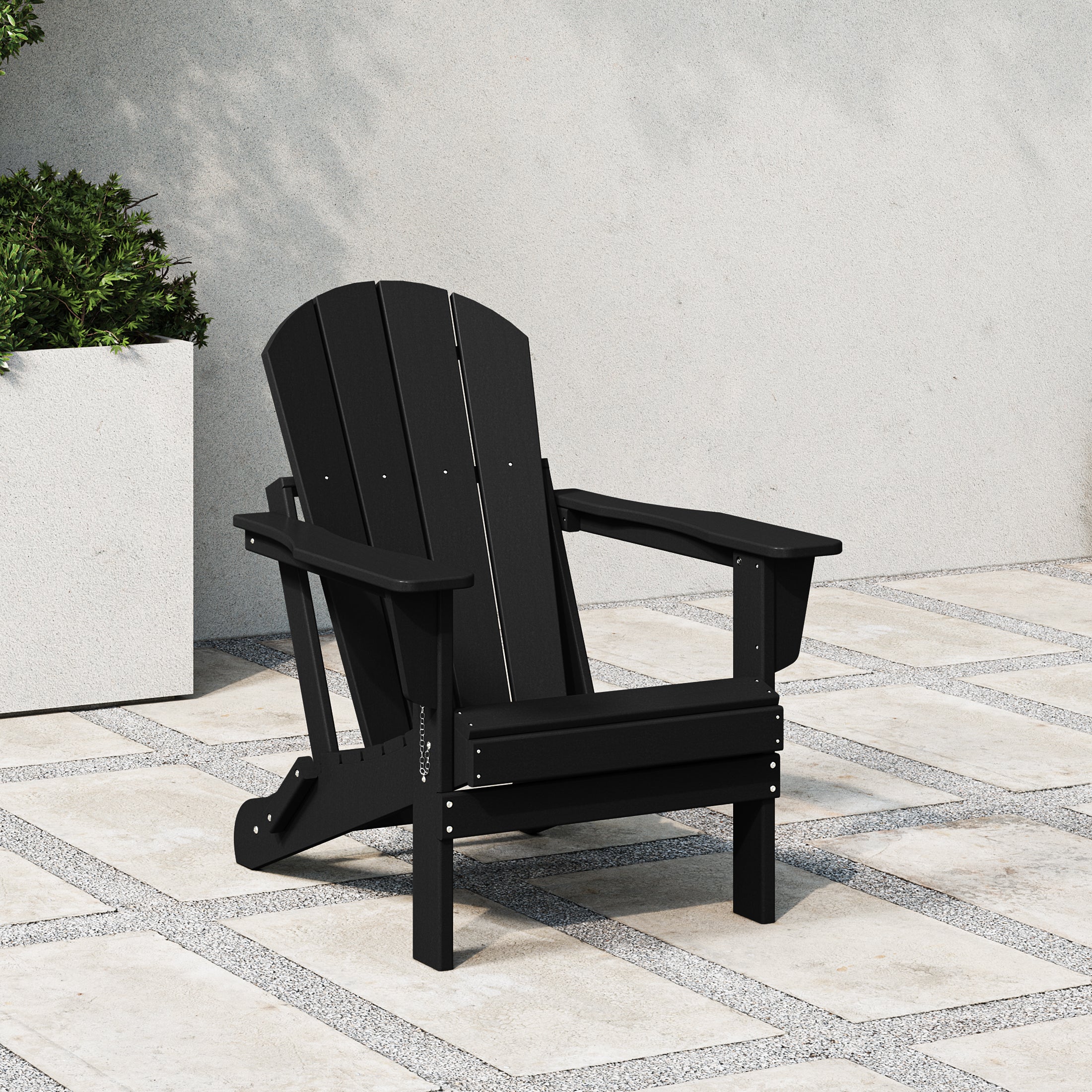 PARADISE Folding Adirondack Patio Chair, Black