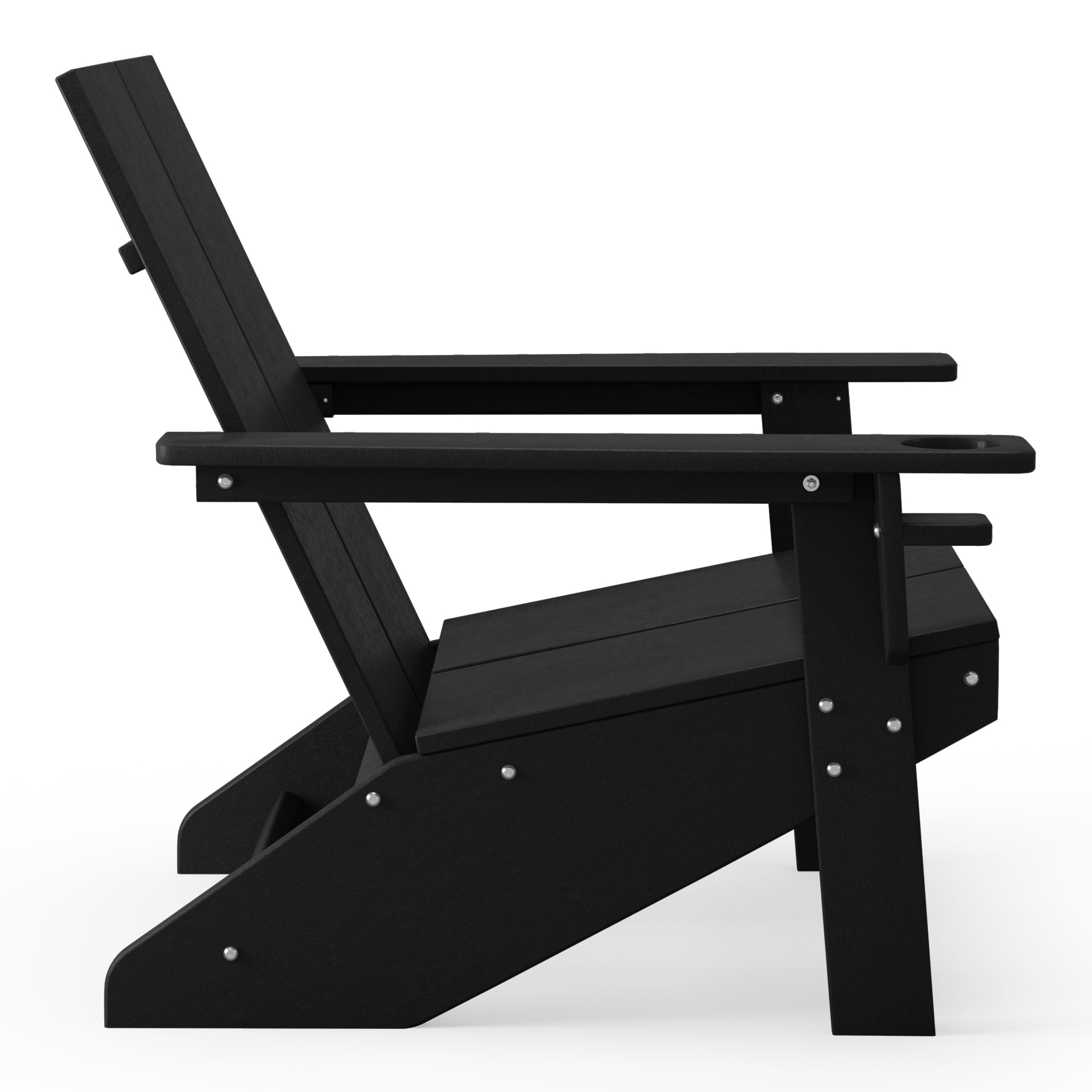 Seaview Outdoor HDPE Modern Adirondack Chair with Cup Holder (Set of 2)