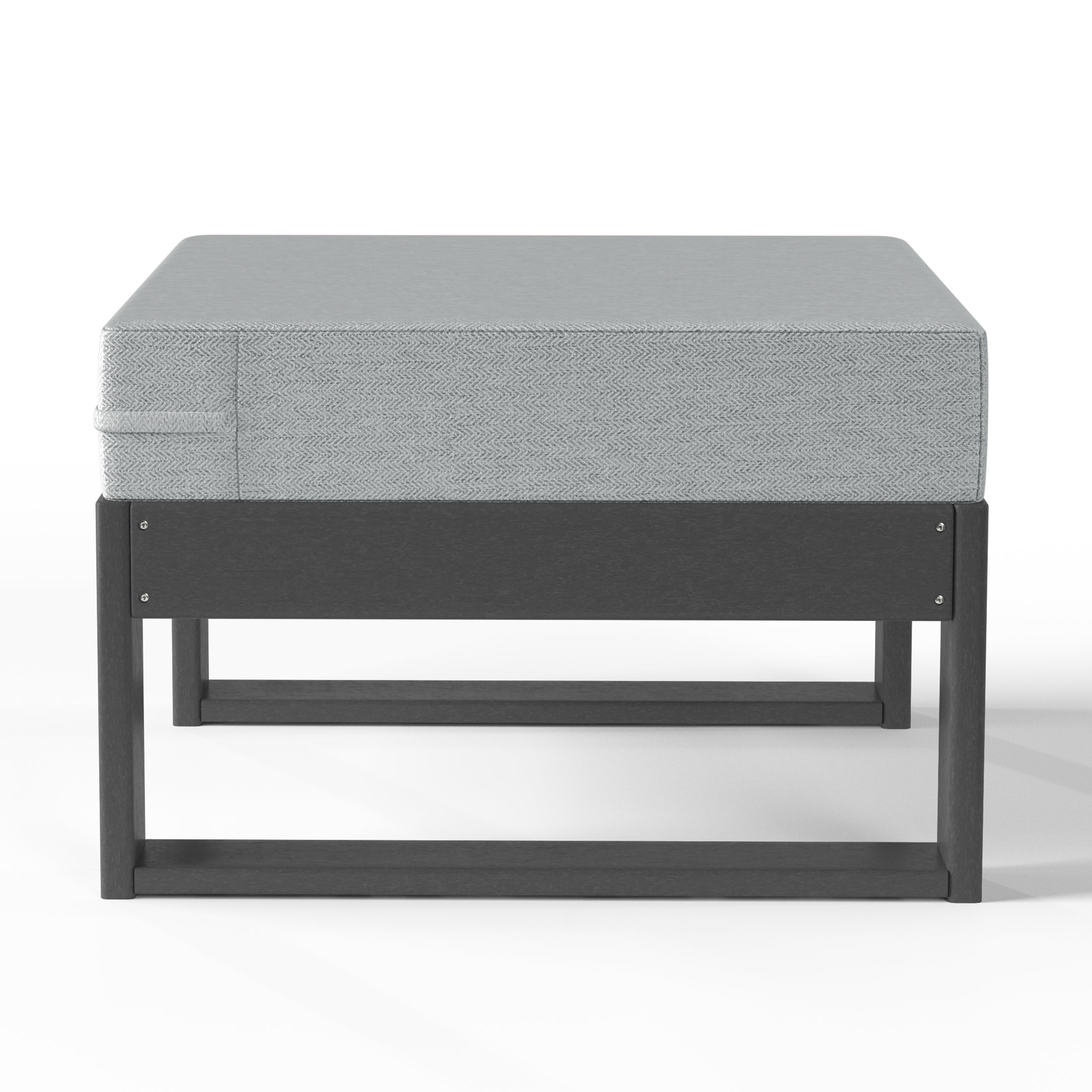 Rockaway Outdoor HDPE Patio Ottoman with Waterproof Olefin Cushions