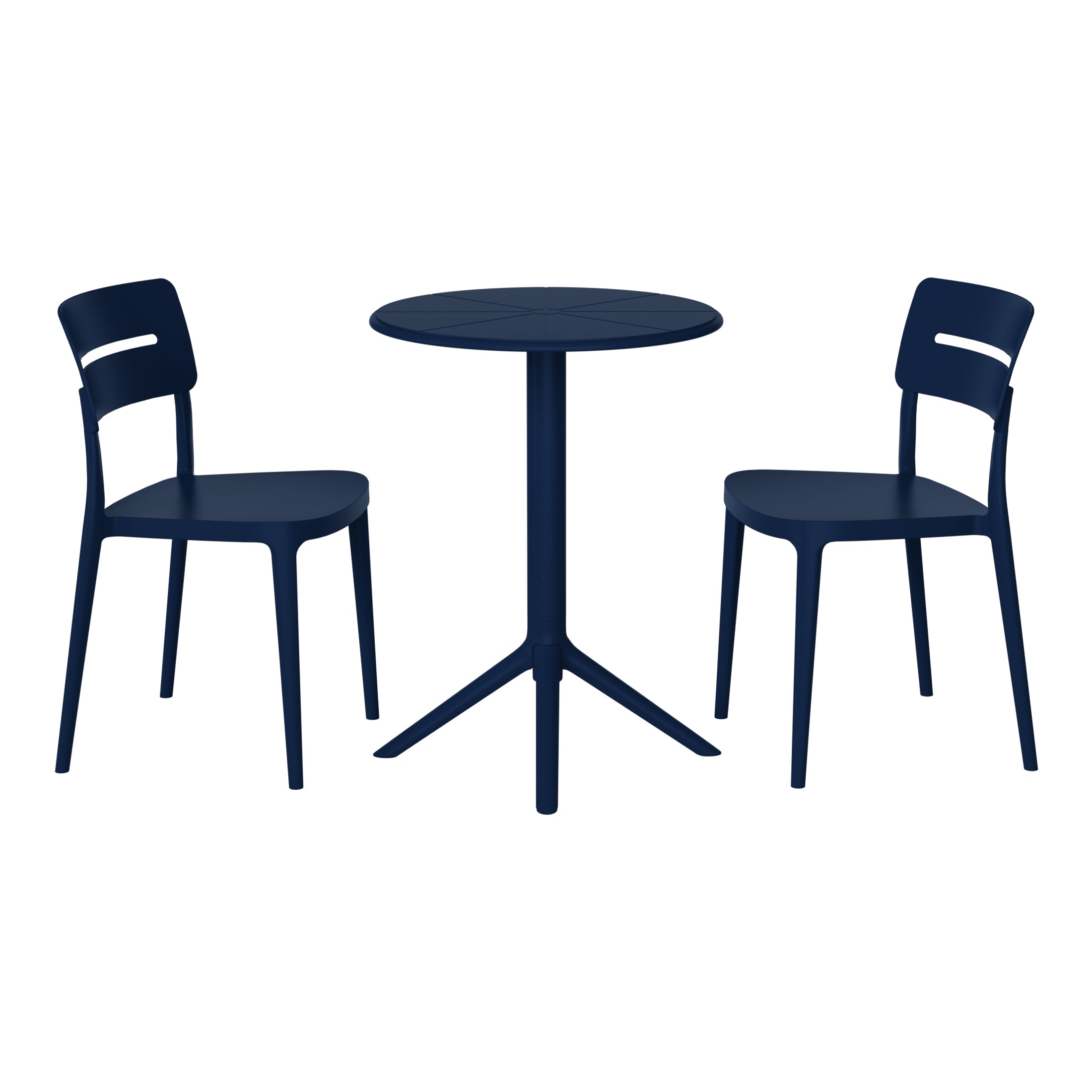 Sunshine 3-Piece Outdoor Resin Patio Bistro Set with Stackable Patio Dining Chairs