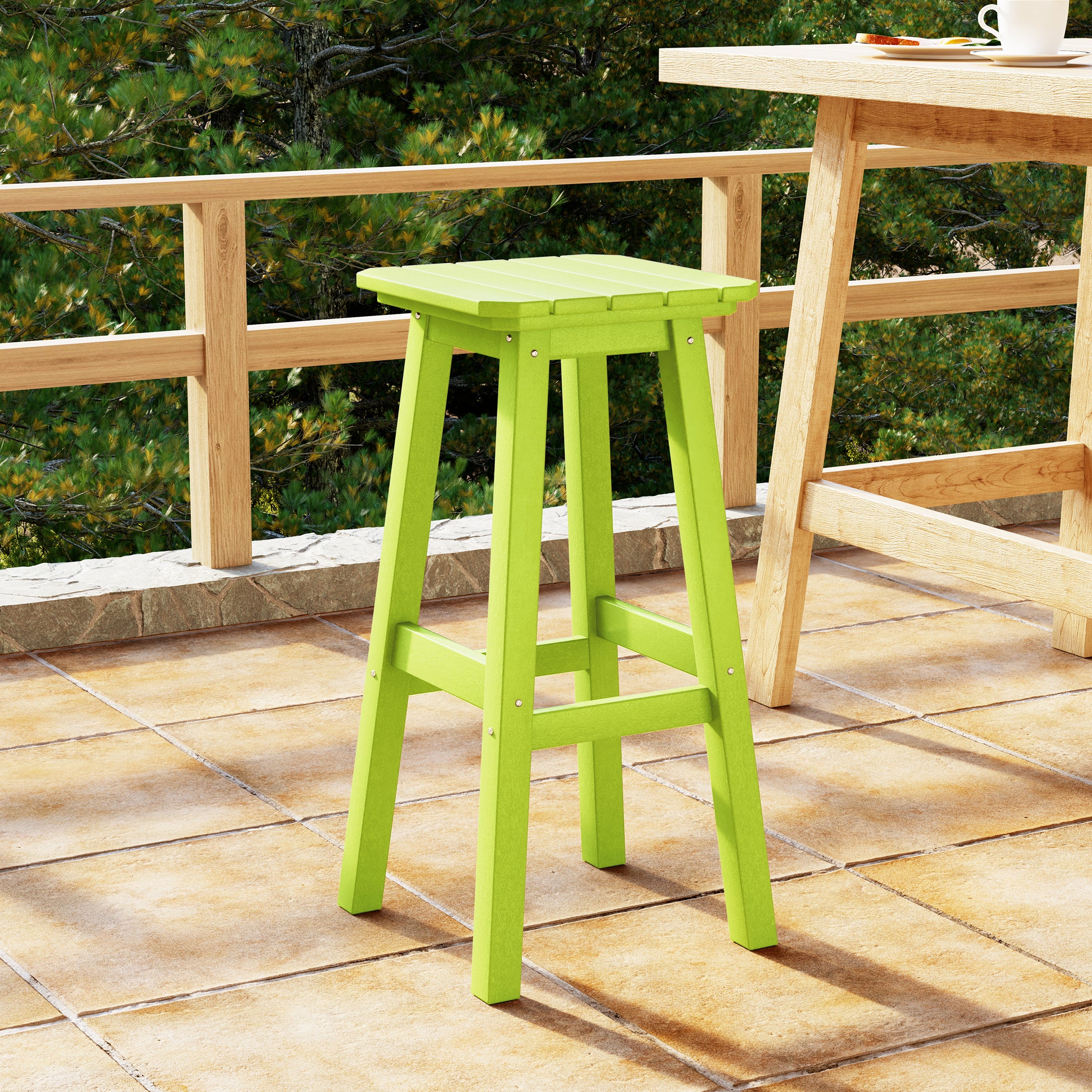 Paradise 29" HDPE Outdoor Patio Square Backless Bar Stool