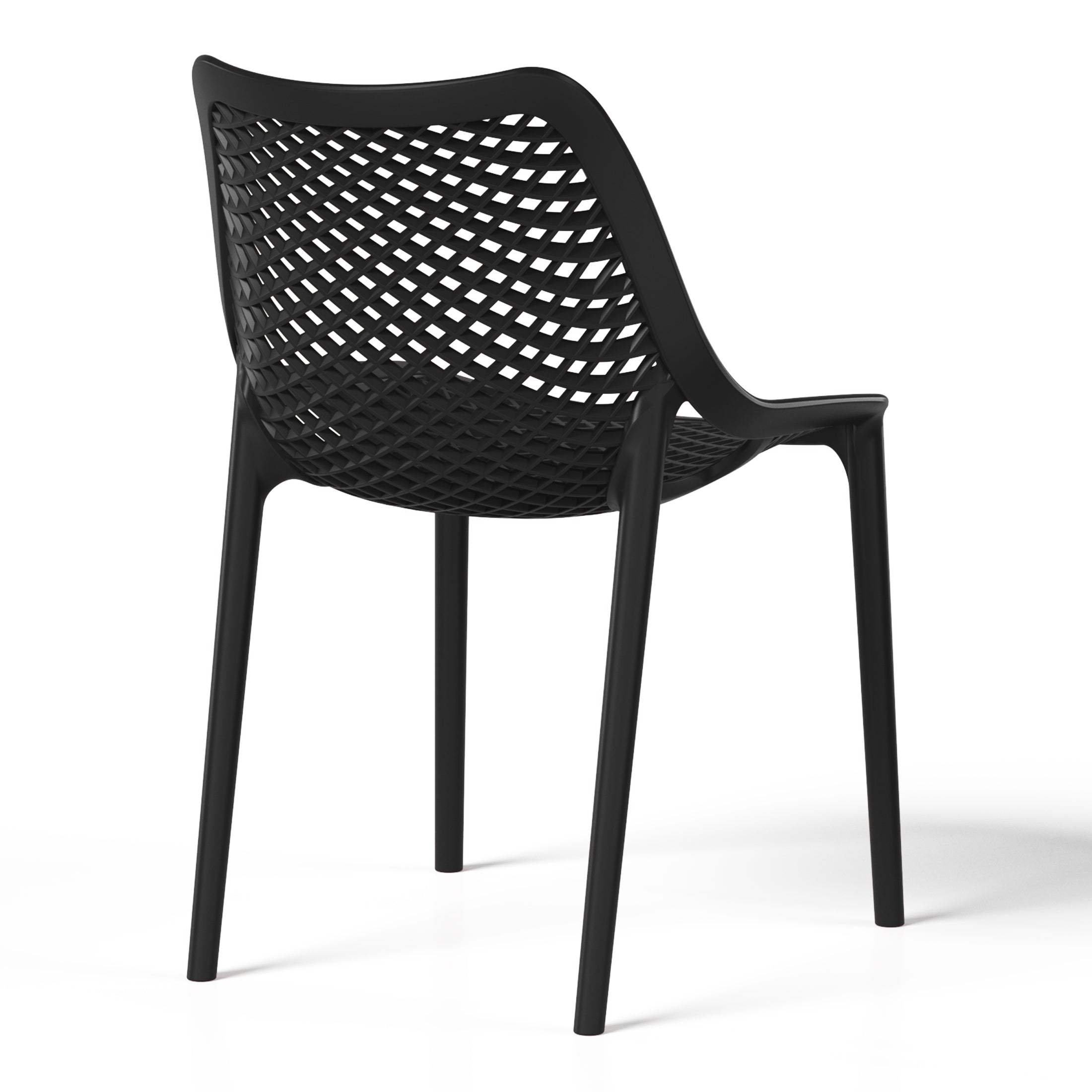 Sunshine 3-Piece Outdoor Round Metal Dining Table Set And Stackable Resin Patio Dining Side Chairs