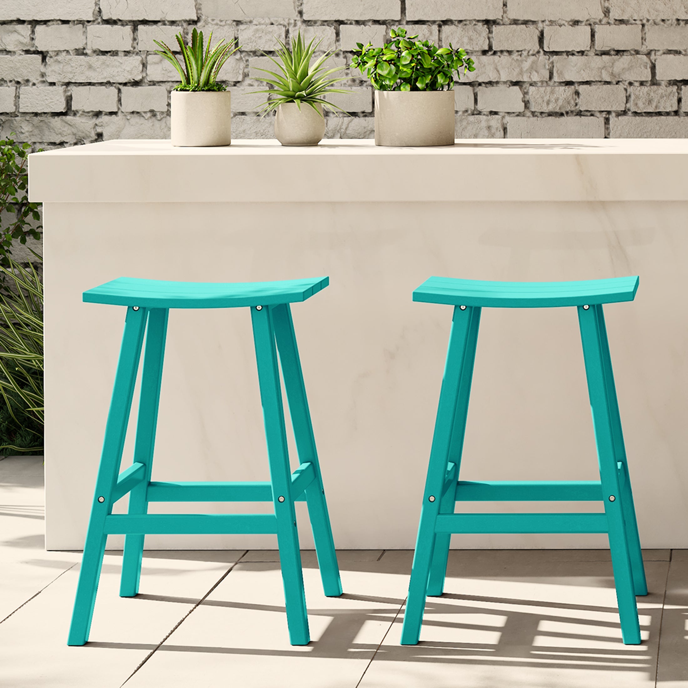 Paradise Westintrends 2 piece set of 29" height Outdoor / Patio Saddle bar stools
