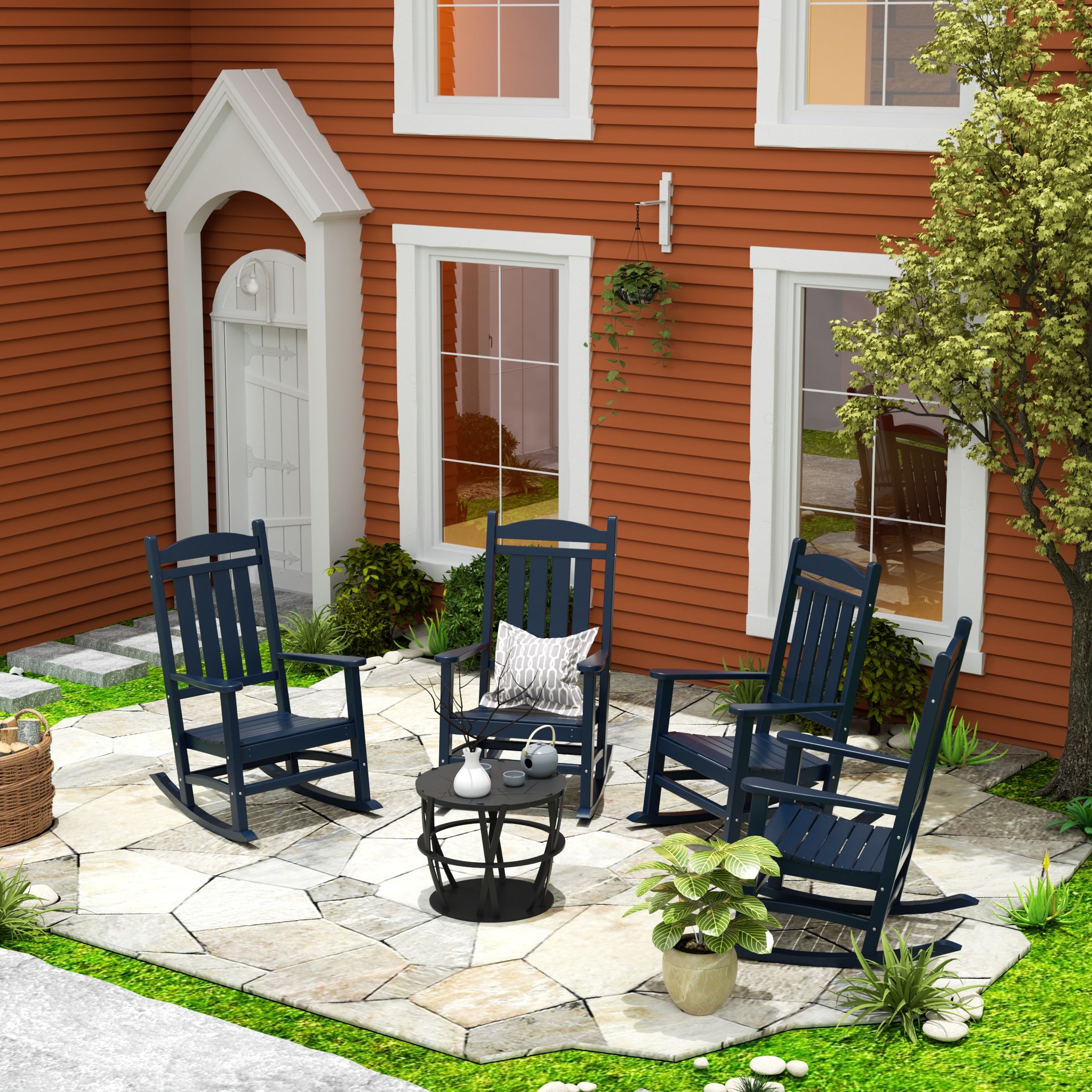 Paradise Outdoor Patio Poly Classic Porch Rocking Chair (Set of 4)