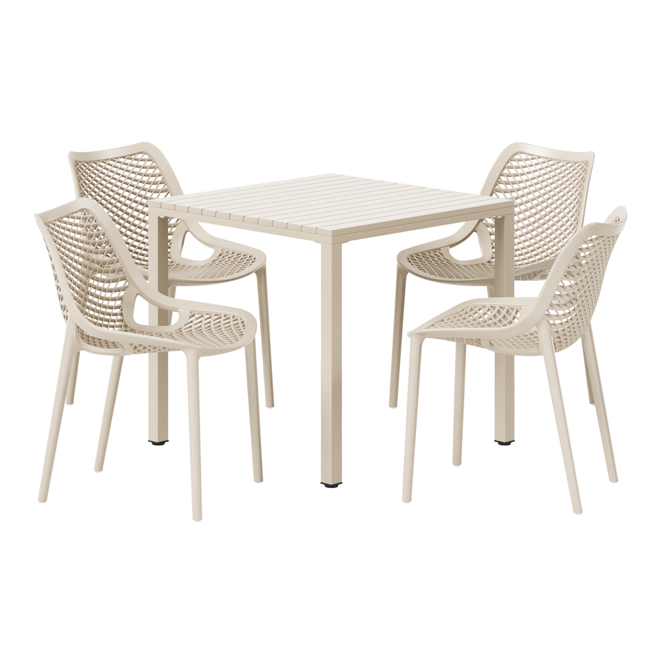 Sunshine 5-Piece Outdoor Patio Metal Frame Dining Table Set with Stackable Patio Dining Chairs