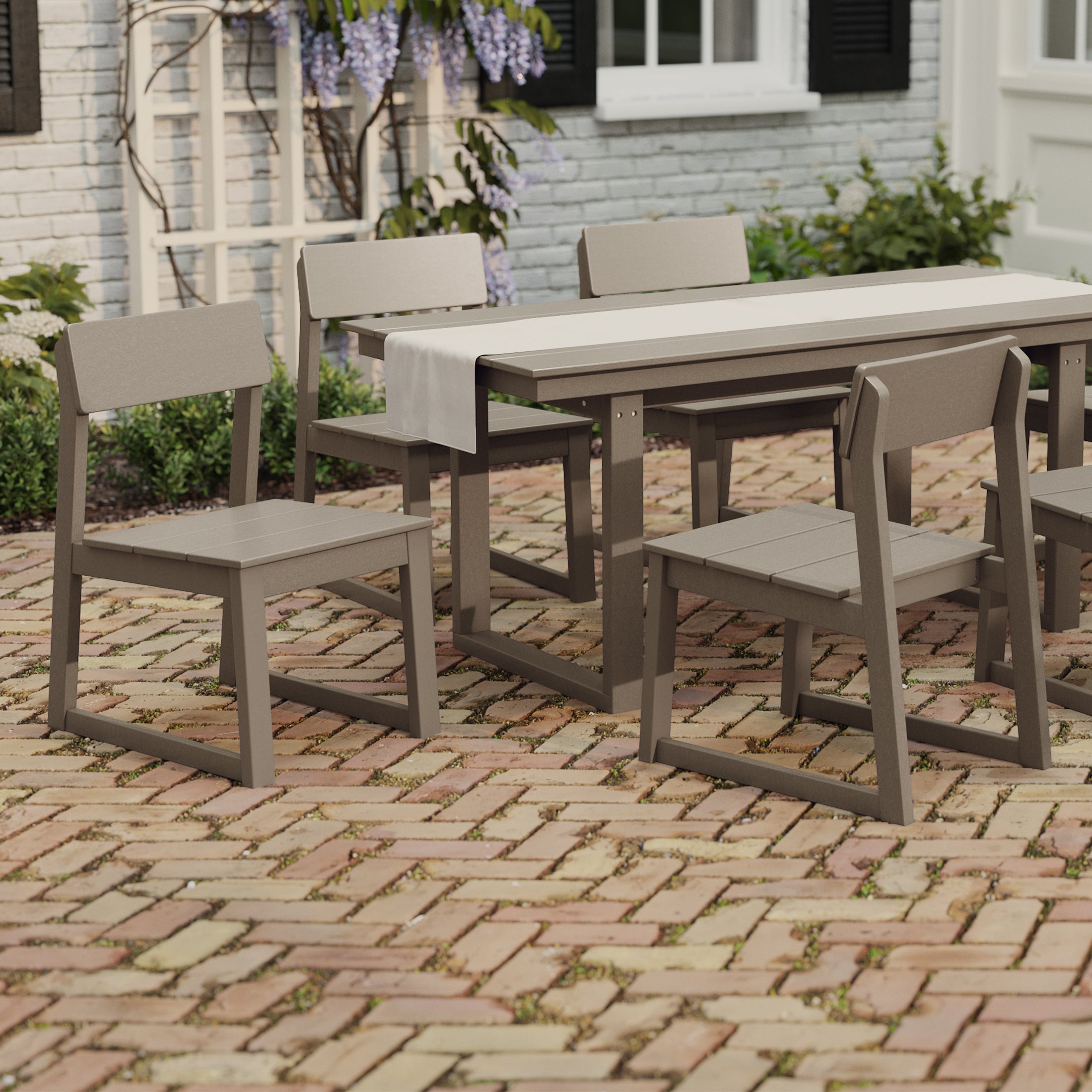 Cambria Modern HDPE Outdoor Armless Patio Dining Chairs (Set of 2)