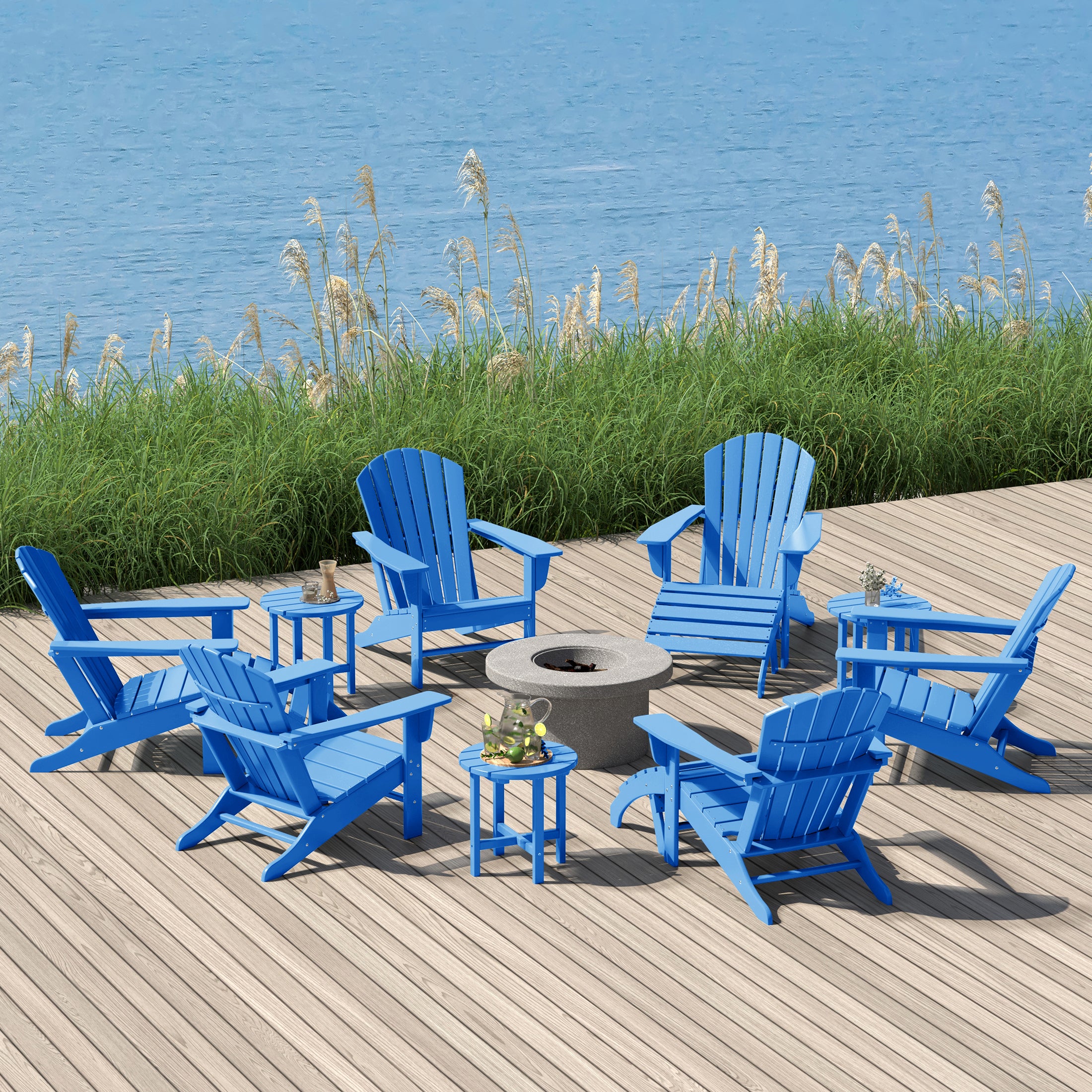 Portside 12 Piece Outdoor Adirondack Chair With Ottoman And Side Table
