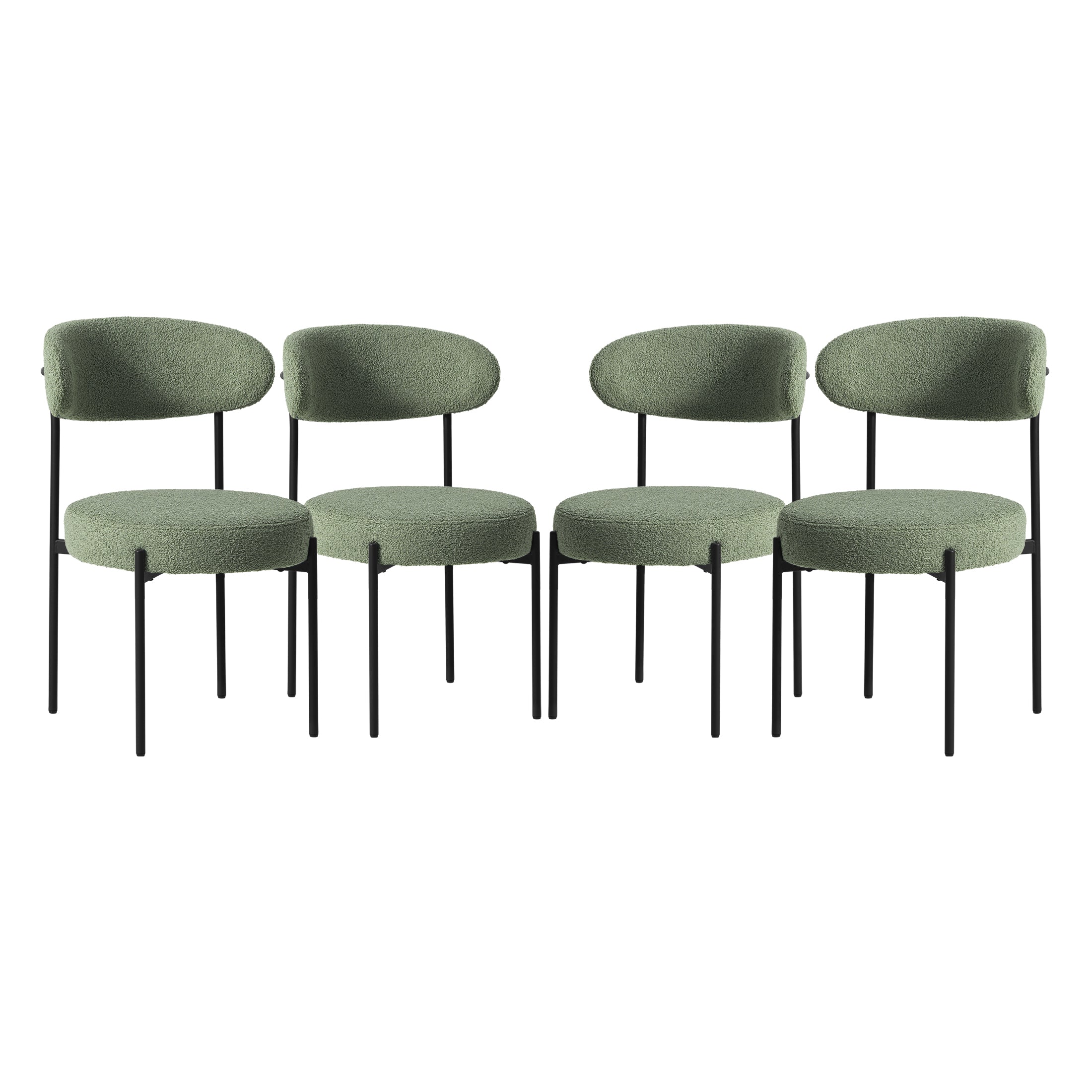 Celine Mid-Century Modern Upholstered Sherpa Round Dining Chairs (Set of 4)