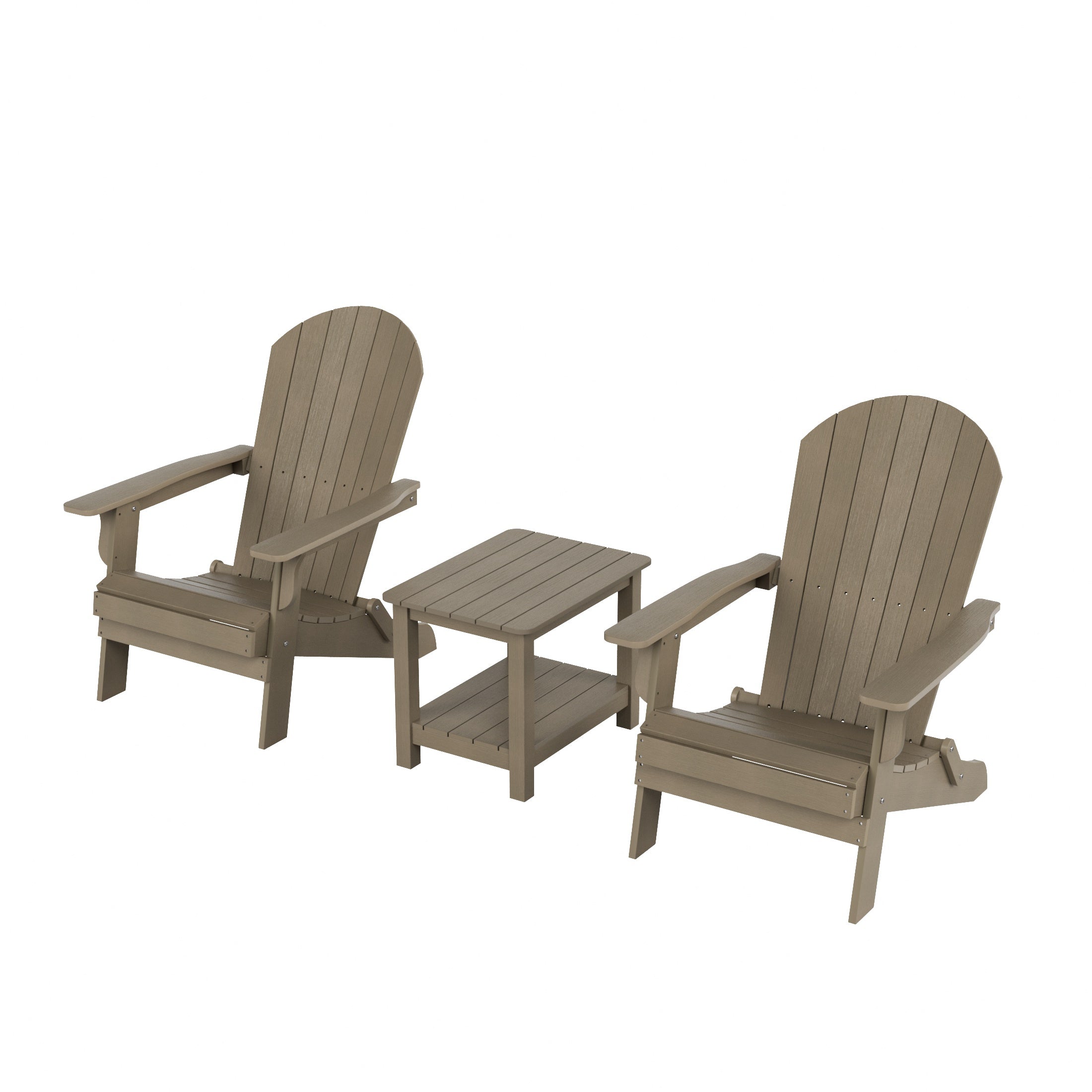 Florence 3PC HIPS Outdoor Adirondack Seashell Chair Set With Side Table